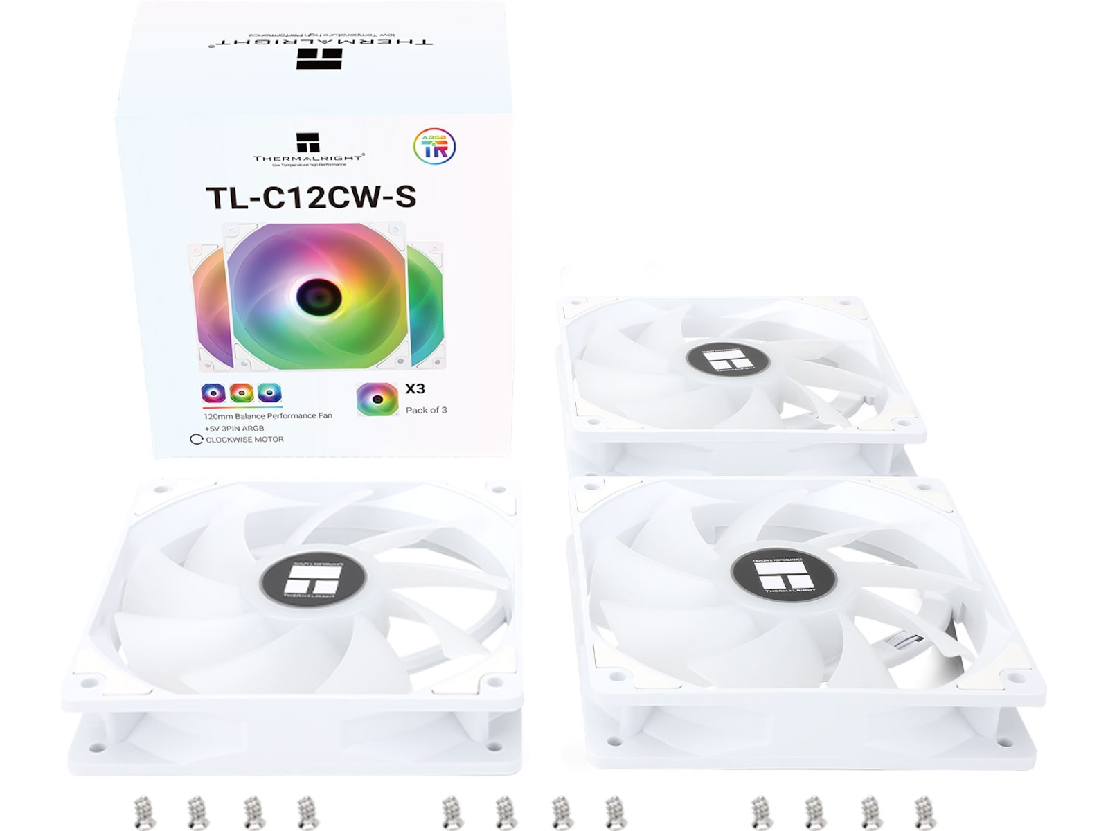 Thermalright TL-C12CW-S ARGB 120mm Ventilator 3-Pack (hvidt) Blæsere