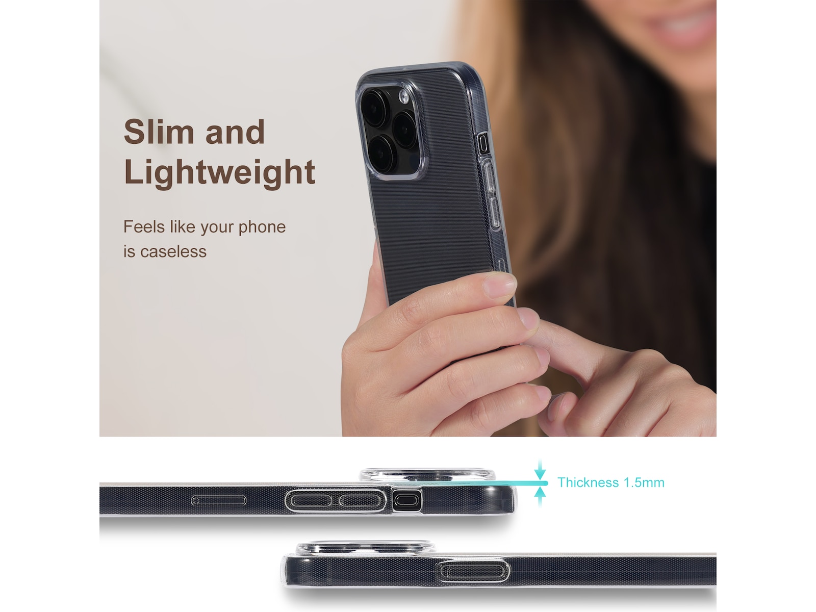 iiglo iPhone 15 Pro Pro Silikone cover (gennemsigtig) Mobilcover