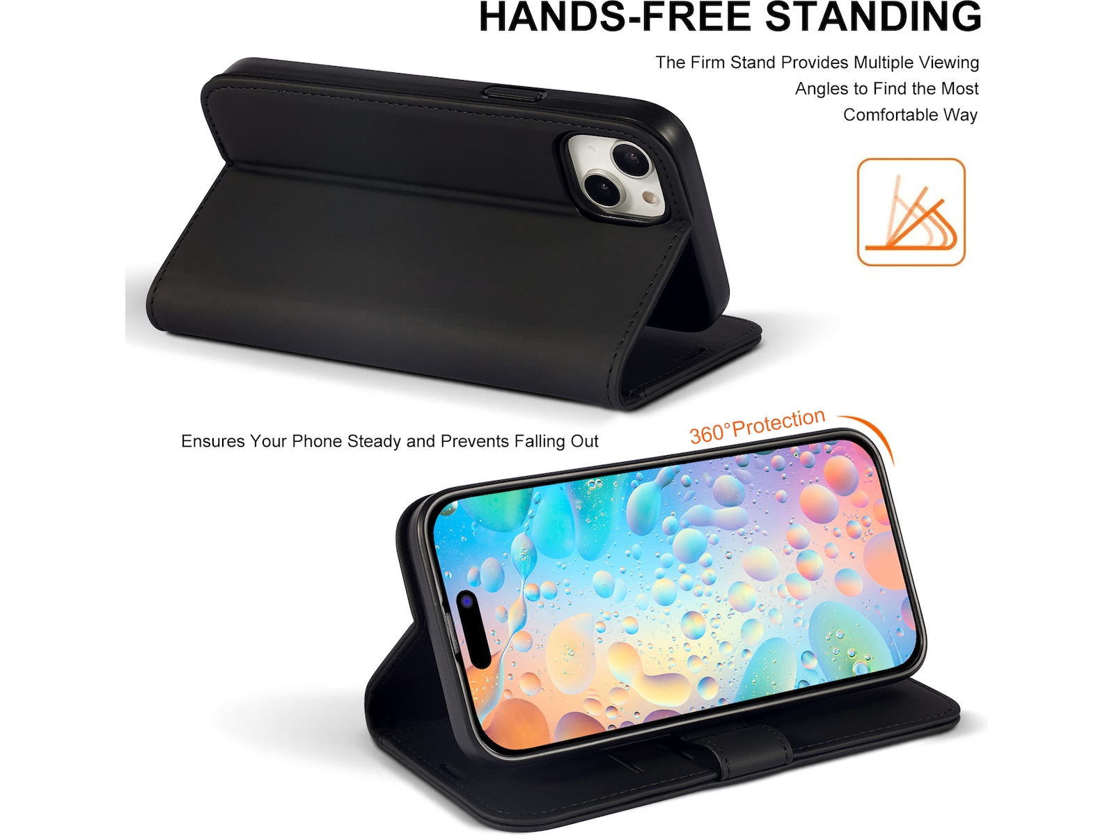 iiglo iPhone 15 Plus Wallet cover (sort) Mobilcover