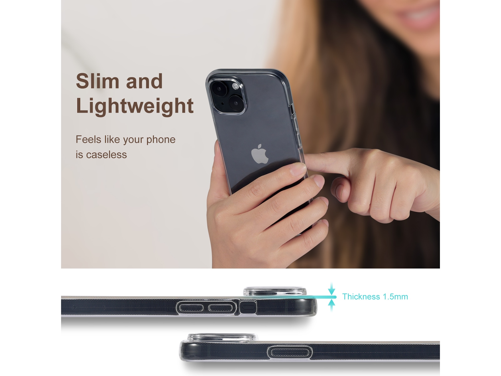 iiglo iPhone 15 / 14 Silikone cover (gennemsigtig) Mobilcover