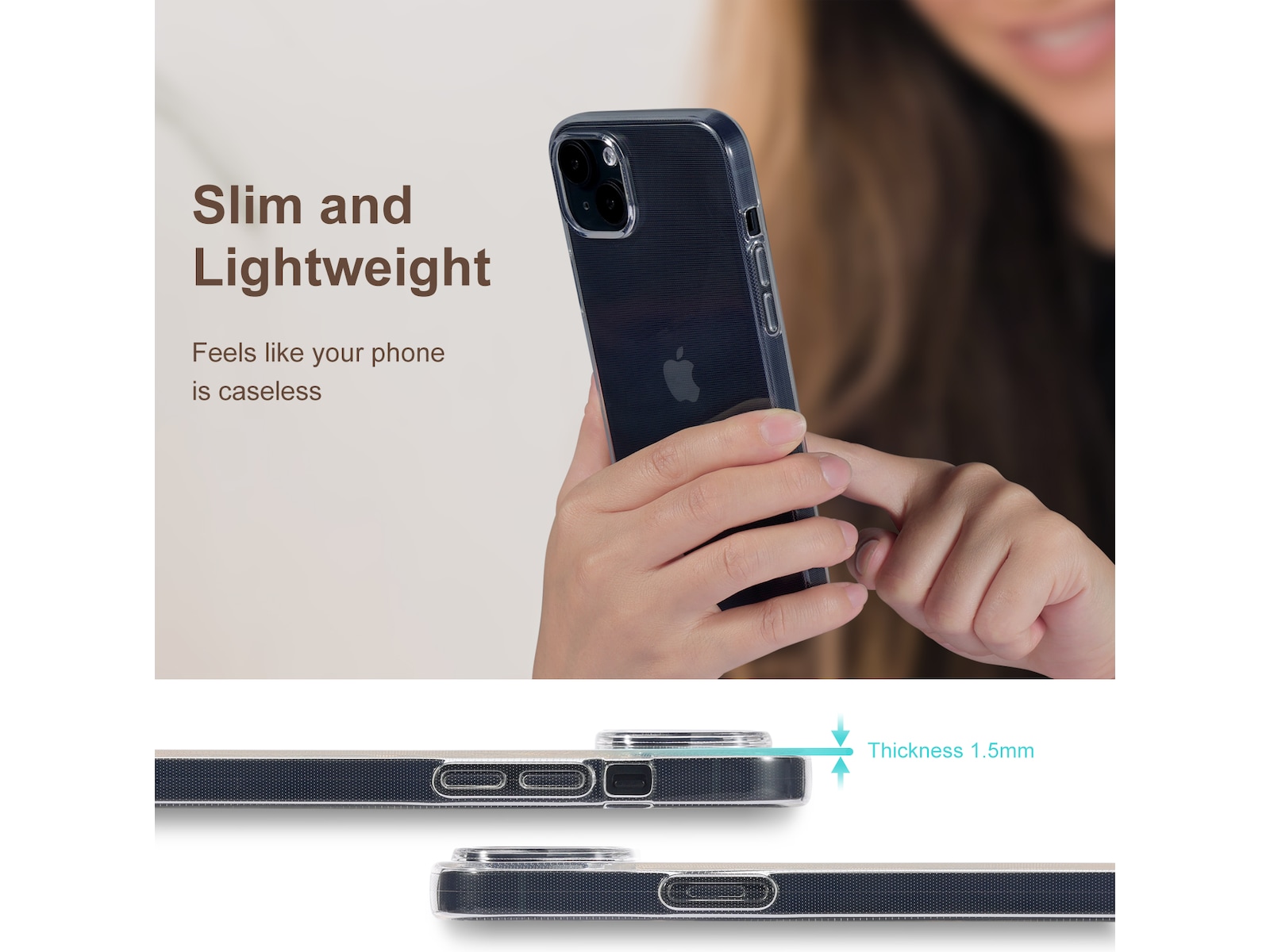 iiglo iPhone 15 Plus Silikone cover (gennemsigtig) Mobilcover