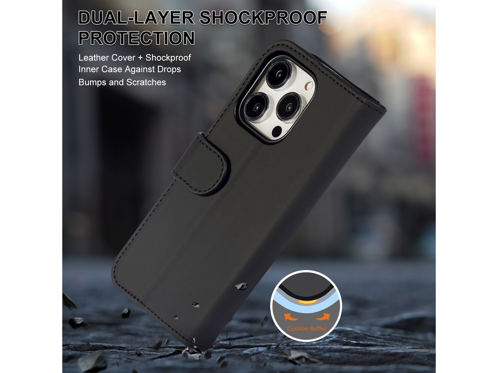 iiglo iPhone 15 Pro Wallet cover (sort) Mobilcover