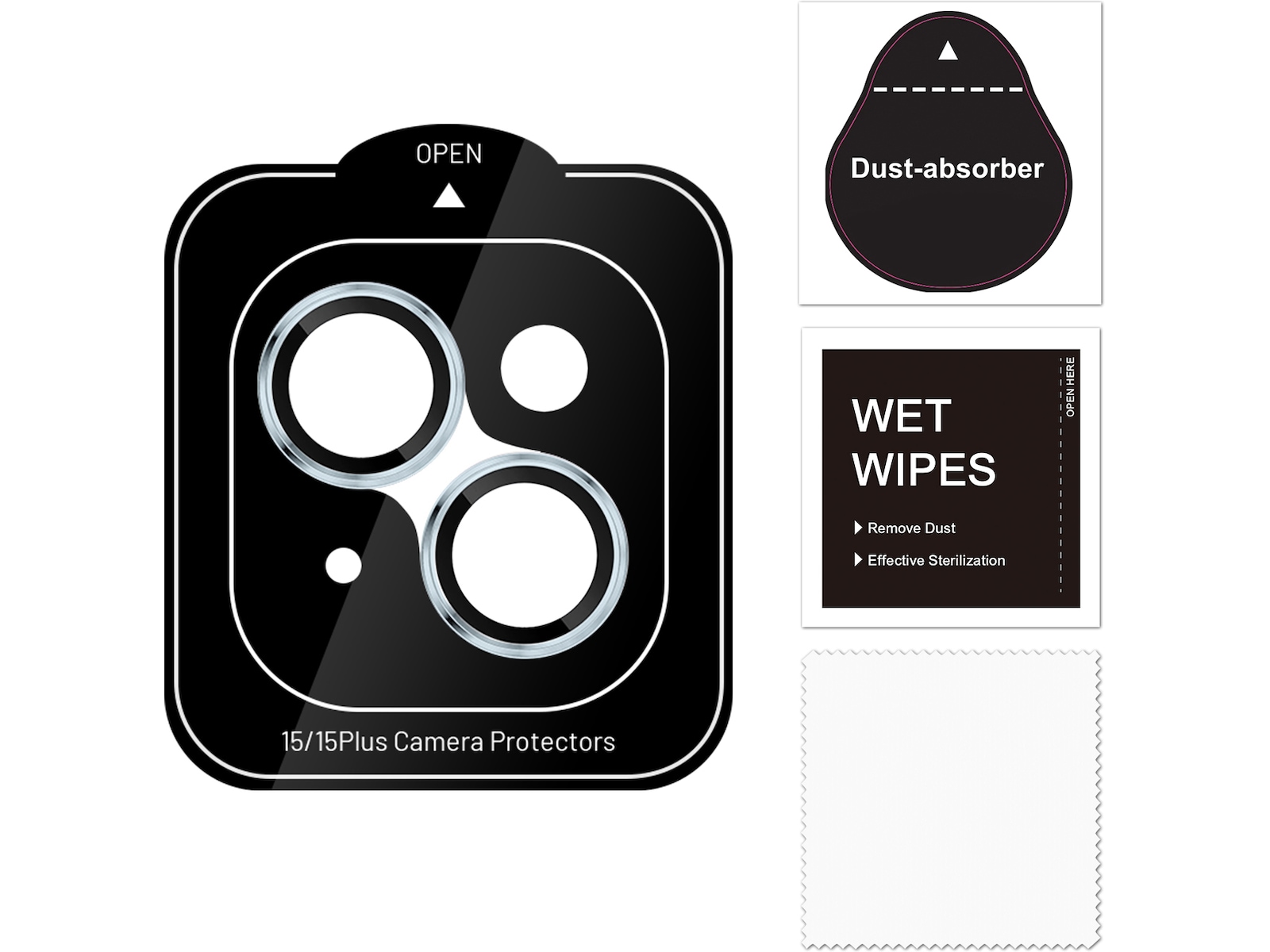 iiglo iPhone 15 / 15 Plus Linsebeskytter blå ramme (blå) Skærmbeskyttelse mobiltelefon