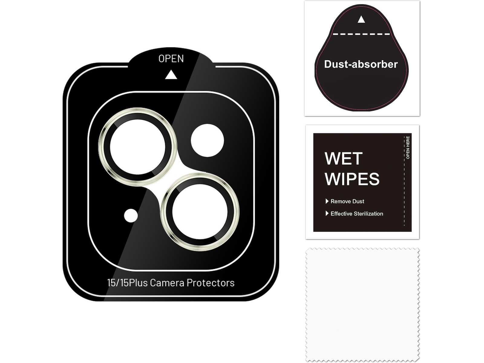 iiglo iPhone 15 / 15 Plus Linsebeskytter gul ramme (gul) Skærmbeskyttelse mobiltelefon