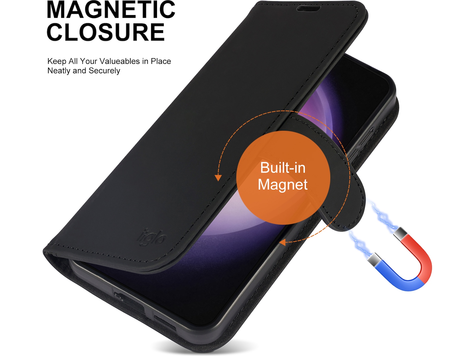 iiglo Galaxy S24 Wallet Cover (sort) Mobilcover