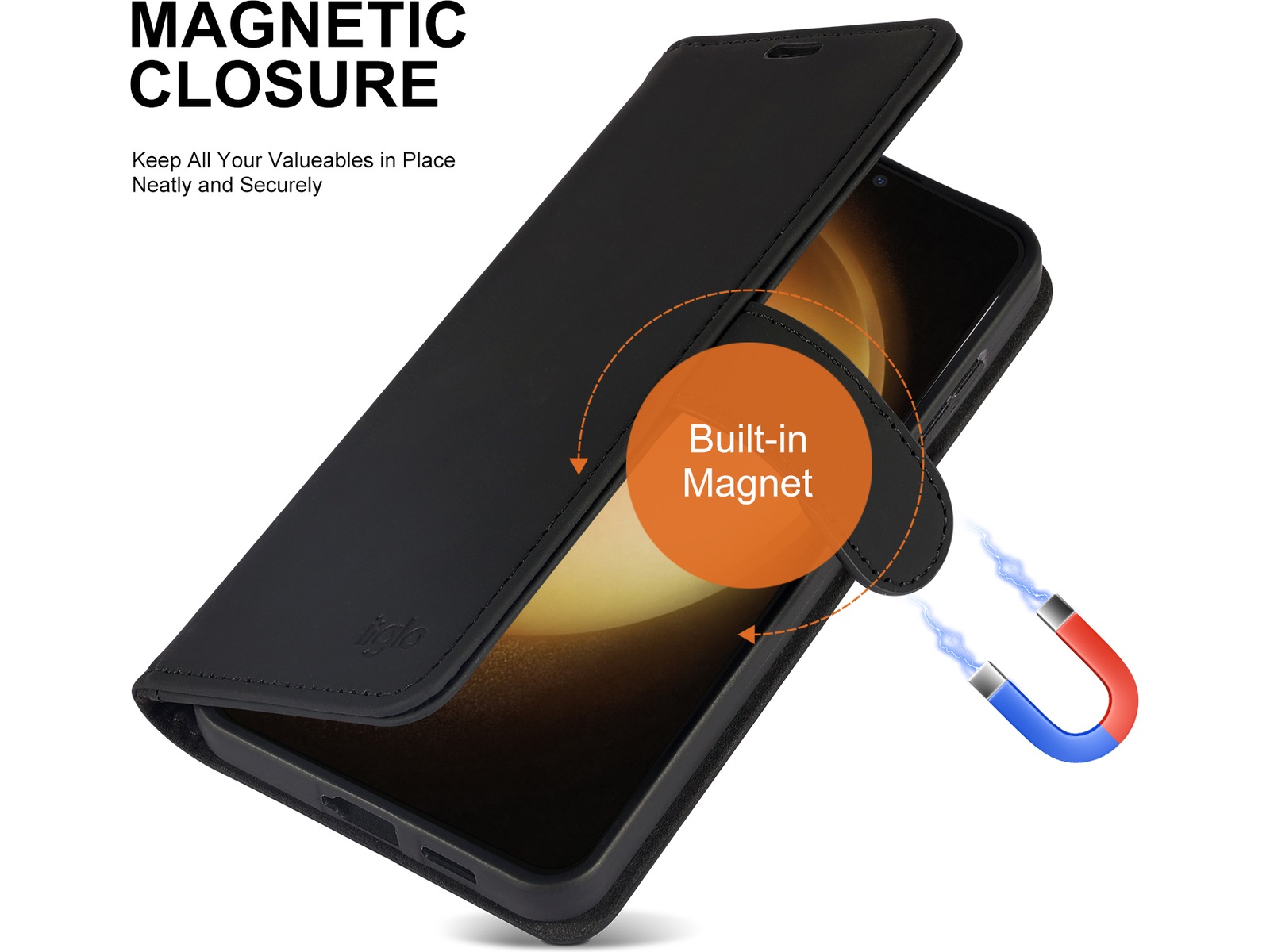 iiglo Galaxy S24+ Wallet Cover (sort) Mobilcover