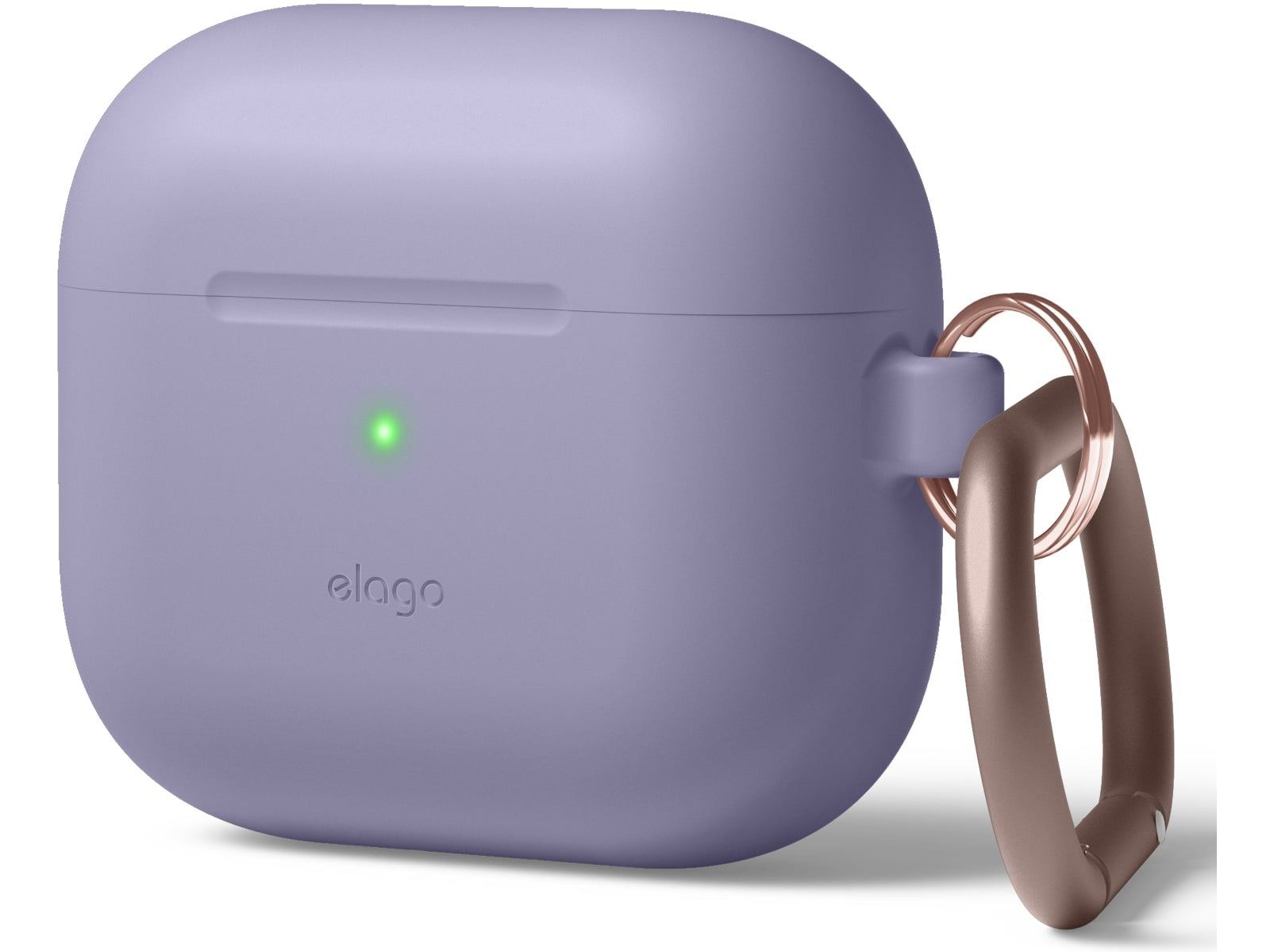Elago Airpods 3 Silikoneetui med karabinhage (lavender gray) Tilbehør til høretelefoner