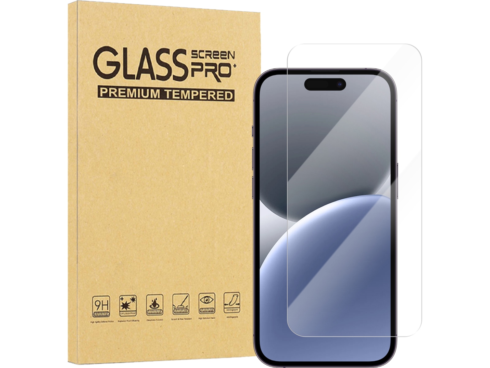 iiglo iPhone 16 Plus / 15 Plus Clear Glass skærmbeskytter Skærmbeskyttelse mobiltelefon