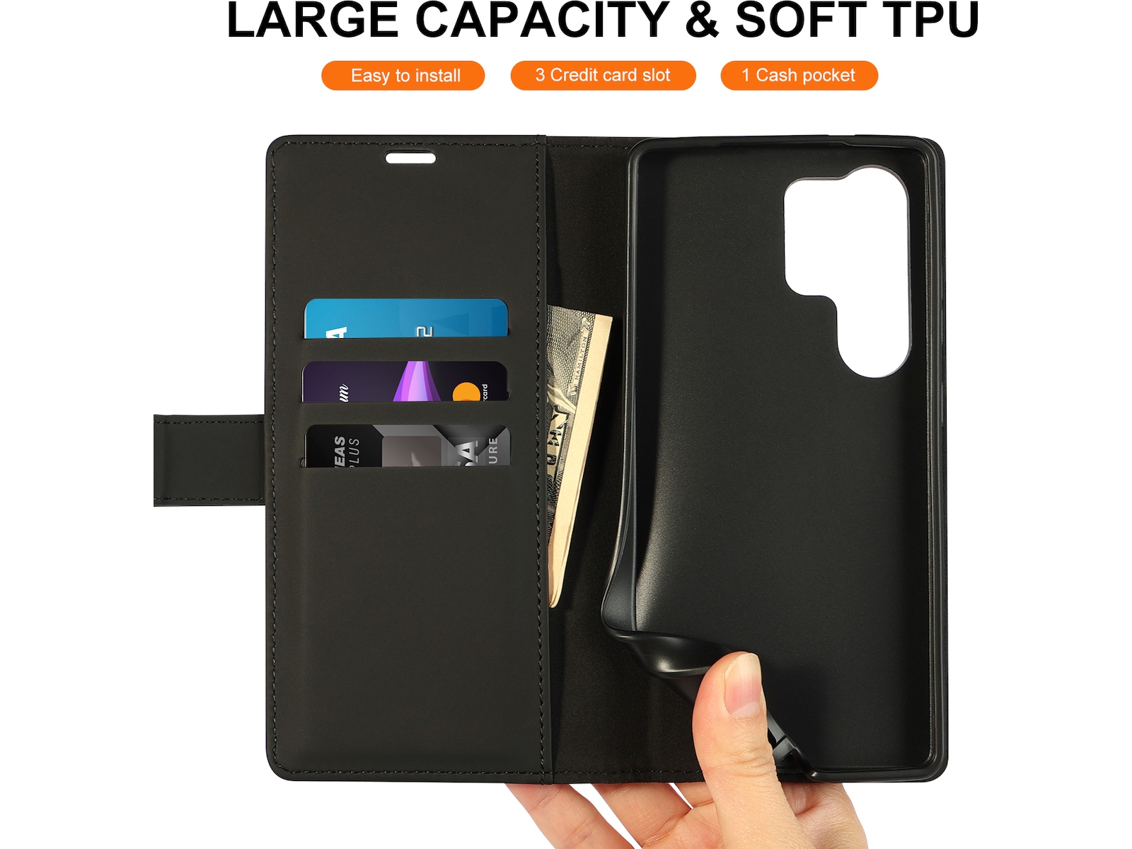 iiglo Galaxy S25 Ultra Wallet cover (sort) Mobilcover