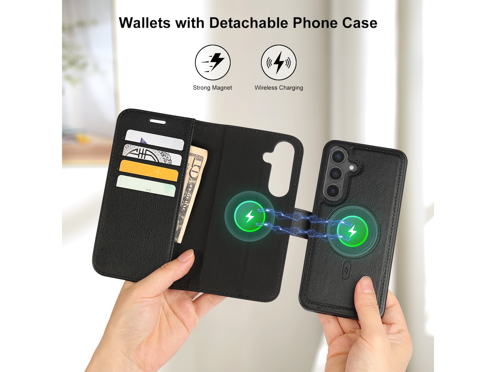 iiglo Galaxy S24 2-i-1 Wallet cover (sort) Mobilcover