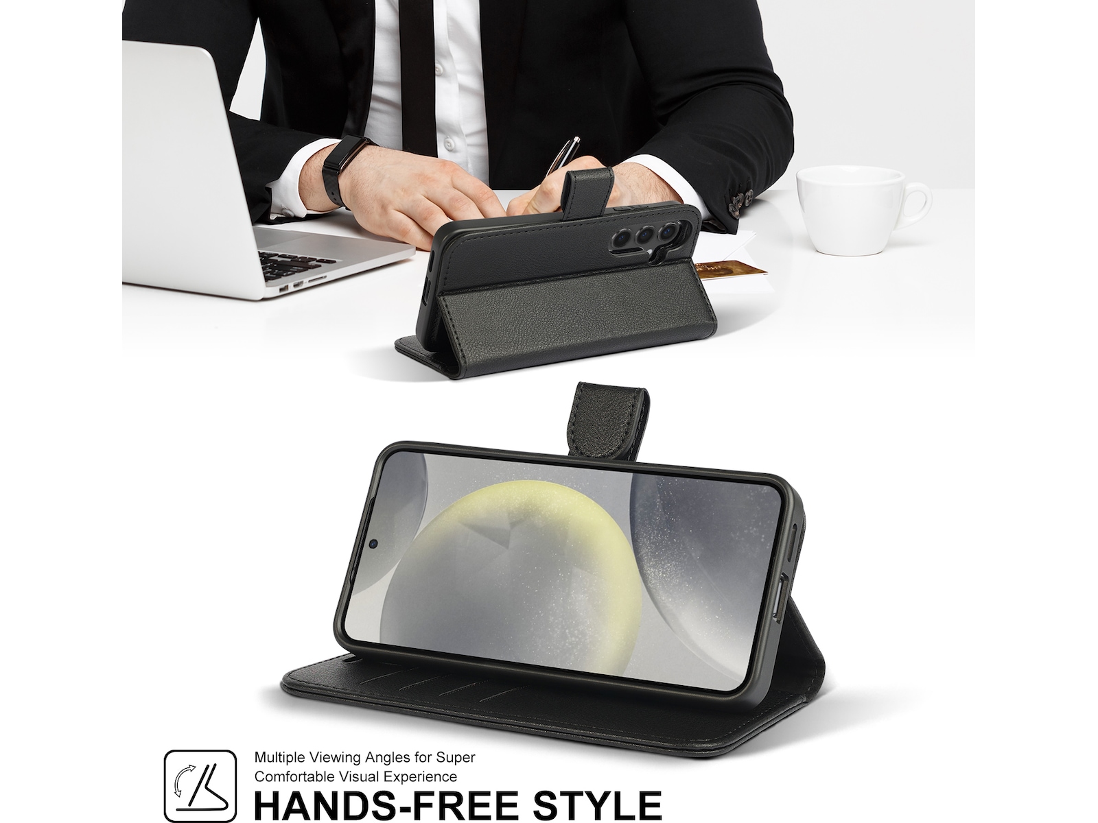 iiglo Galaxy S24 2-i-1 Wallet cover (sort) Mobilcover