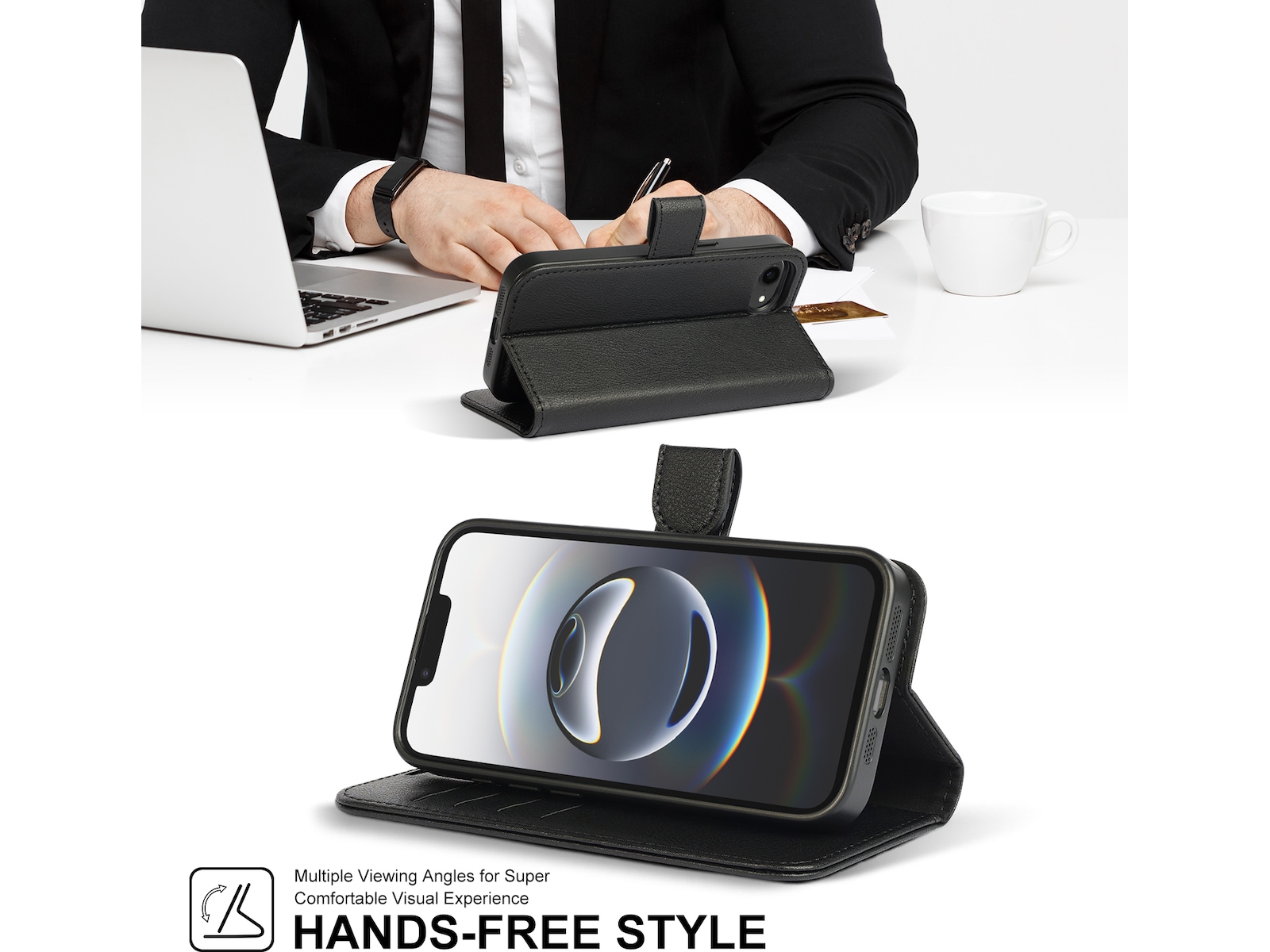 iiglo iPhone 16e 2-i-1 Wallet cover (sort) Mobilcover