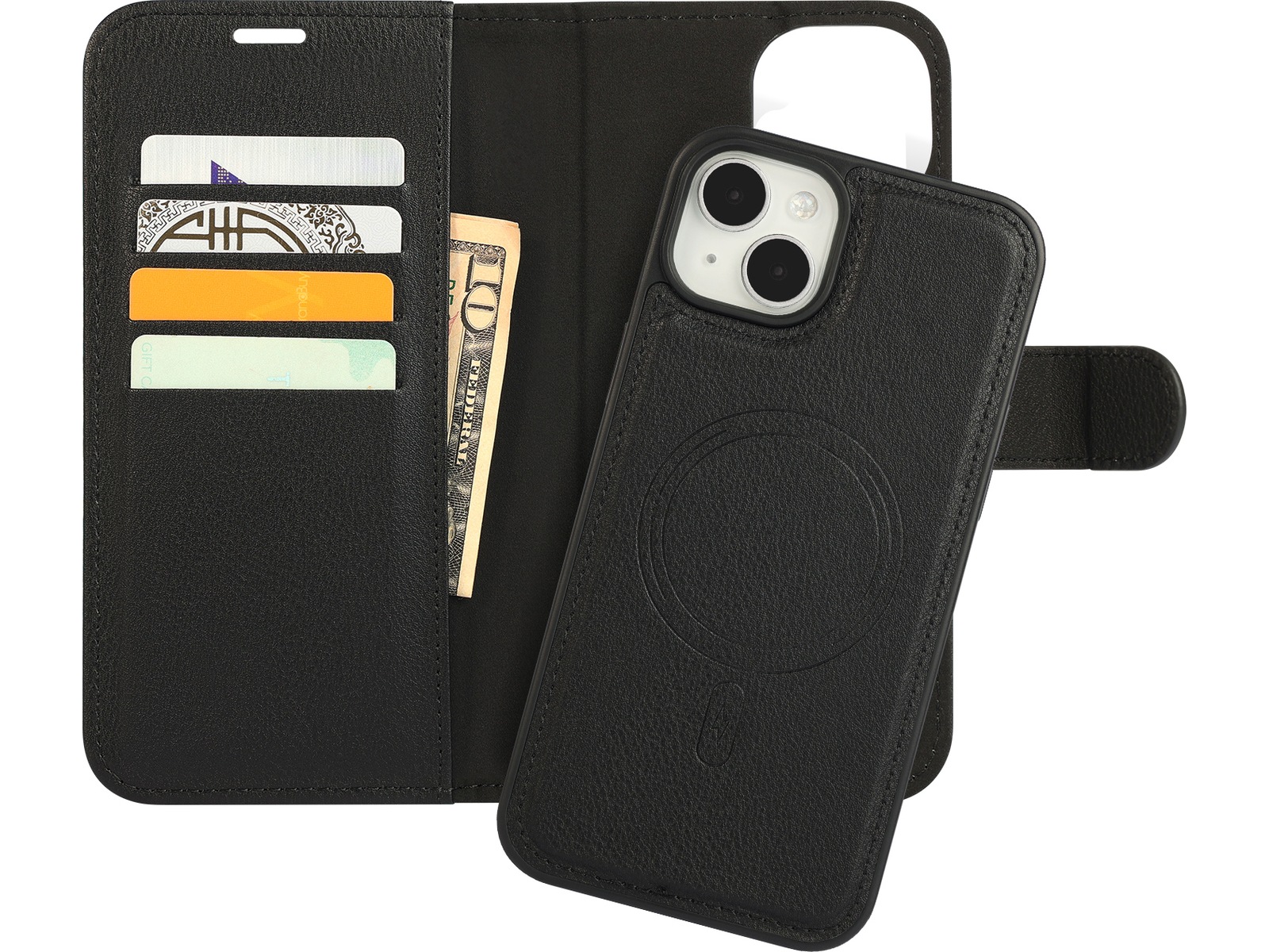 iiglo iPhone 15 Plus 2-i-1 Wallet cover (sort) Mobilcover