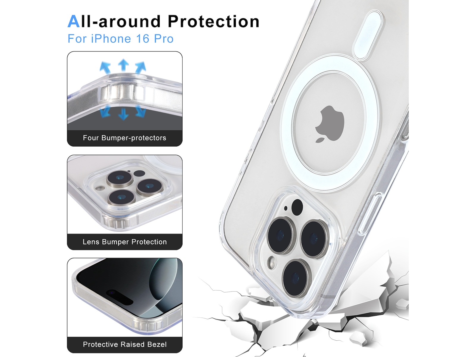 iiglo iPhone 16 Pro Magnetic Silikone cover (gennemsigtig) Mobilcover