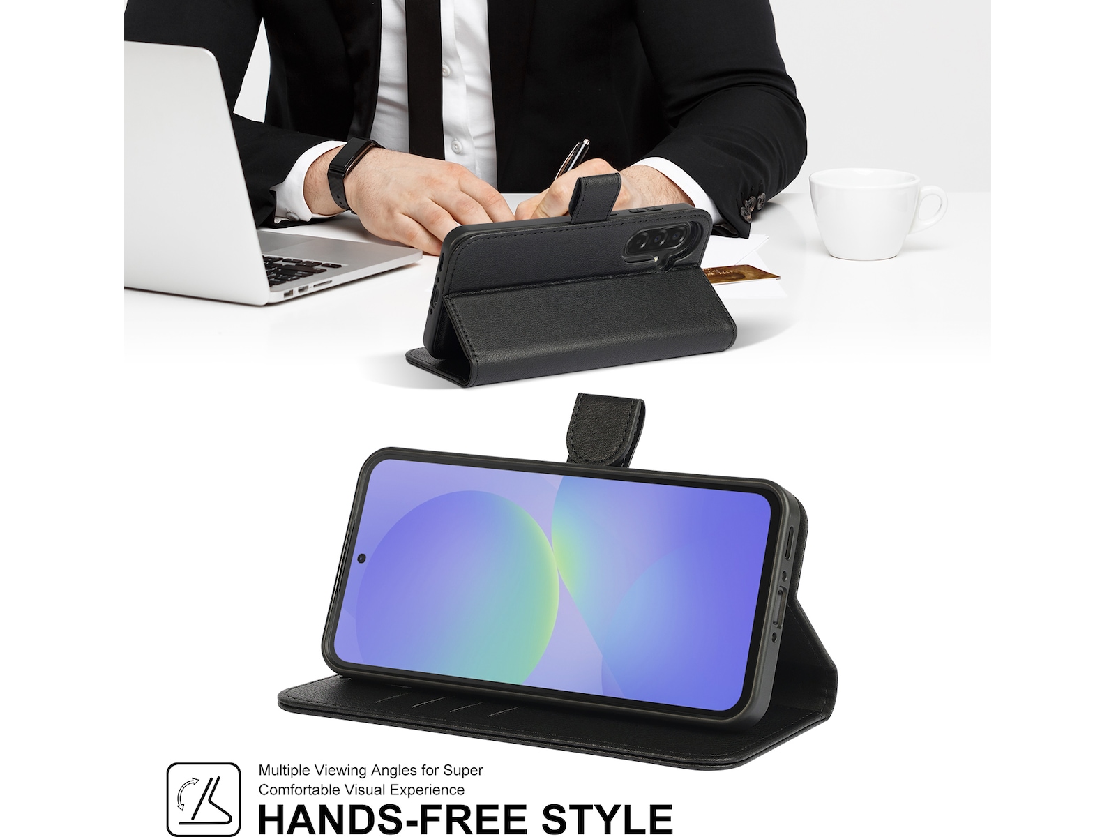 iiglo Galaxy A36 2-i-1 Wallet cover (sort) Mobilcover