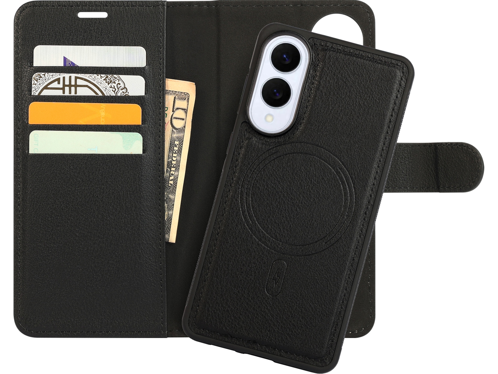 iiglo Galaxy S25 Edge 2-i-1 Wallet cover (sort) Mobilcover