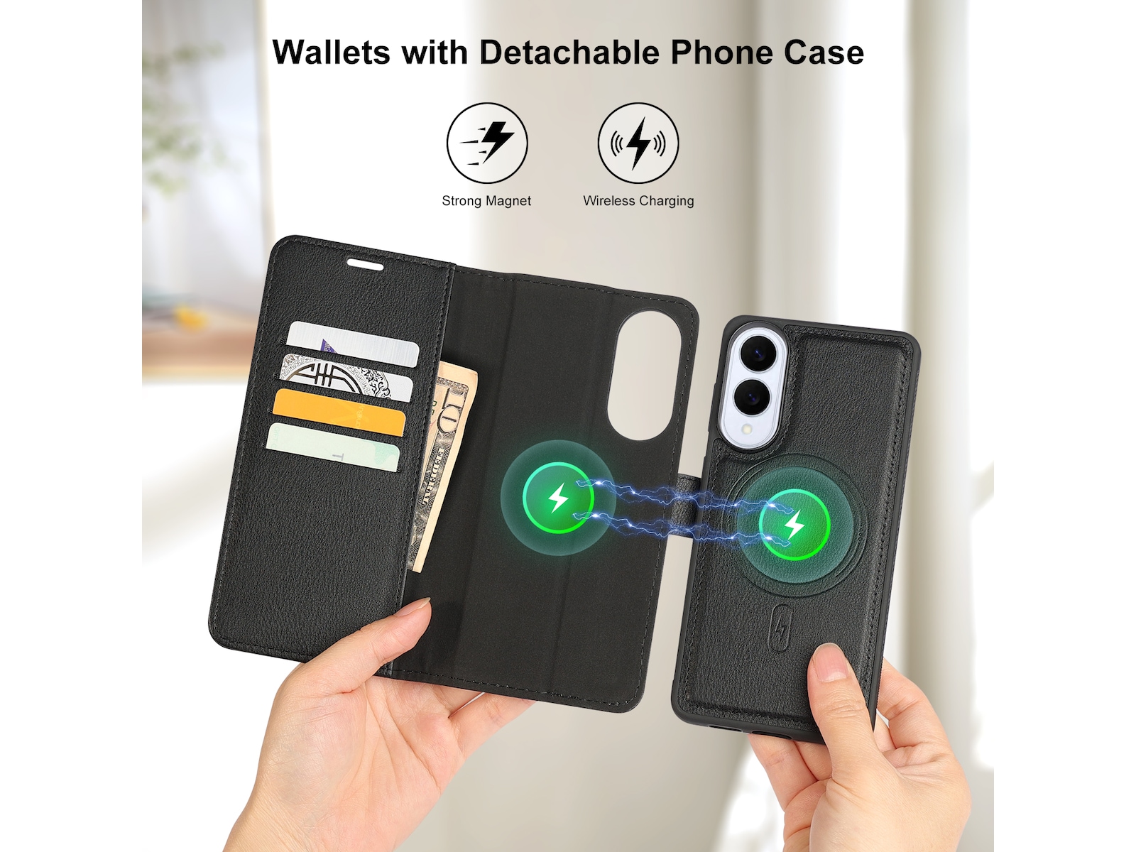 iiglo Galaxy S25 Edge 2-i-1 Wallet cover (sort) Mobilcover