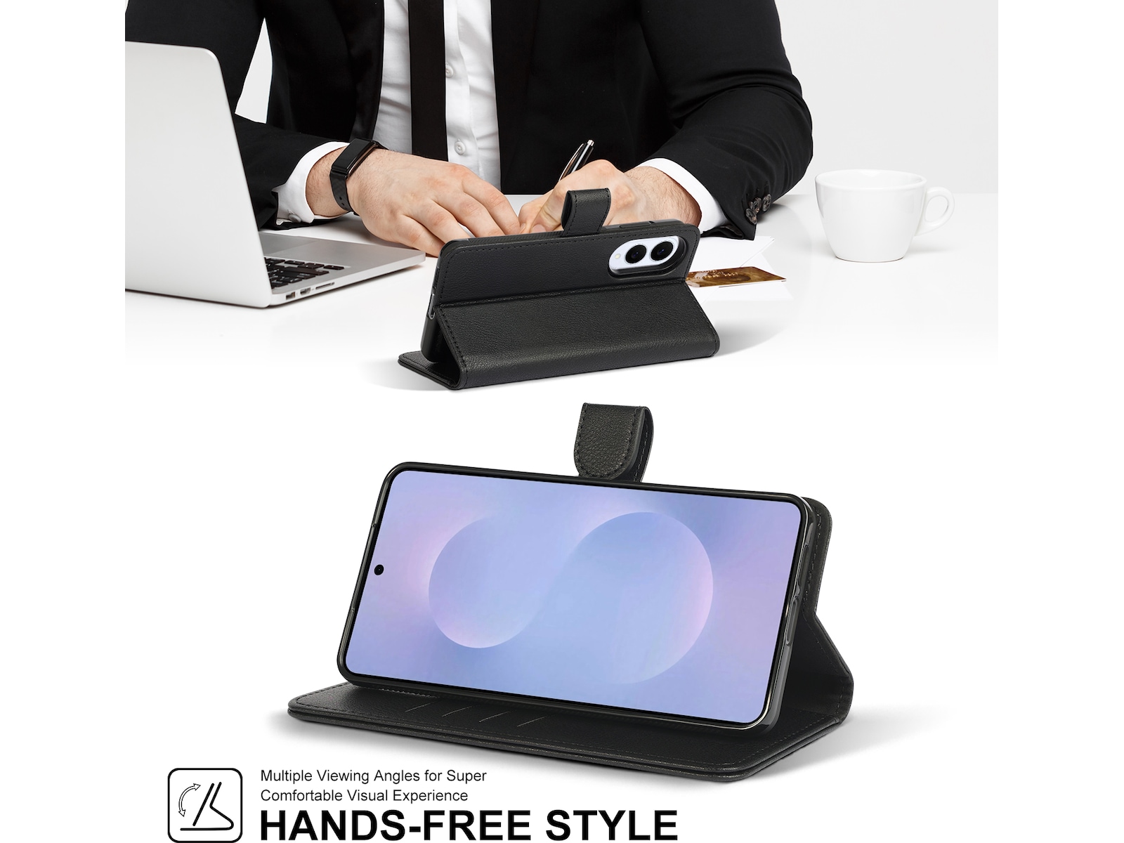 iiglo Galaxy S25 Edge 2-i-1 Wallet cover (sort) Mobilcover