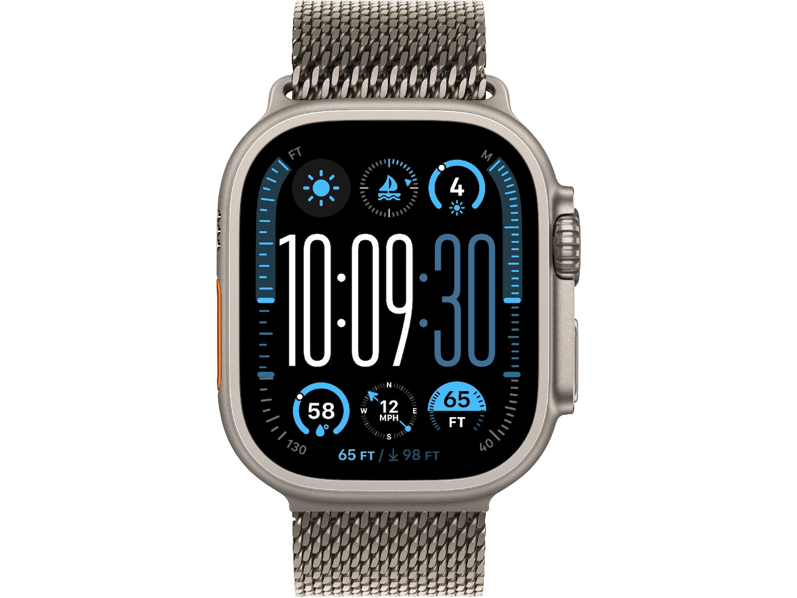 Apple Watch 49mm Titanium Milanese Loop (natural) Rem