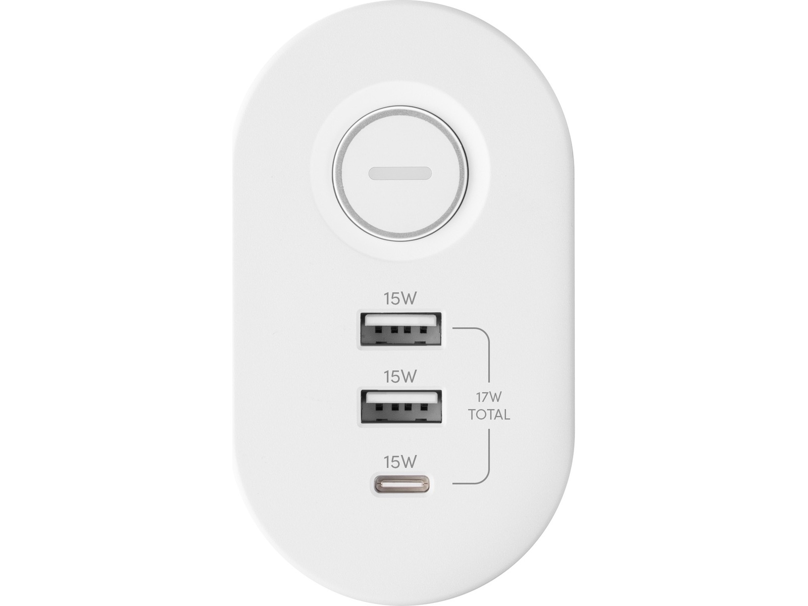 Andersson 6-i-1 strømskinne 3x udtag og USB med bordholder (hvid) Forlængerkabel & strømskinne