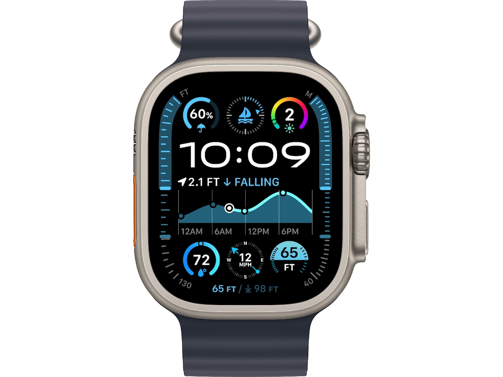 Apple Watch 49mm Natural Titanium Ocean Band Extension (navy) Rem