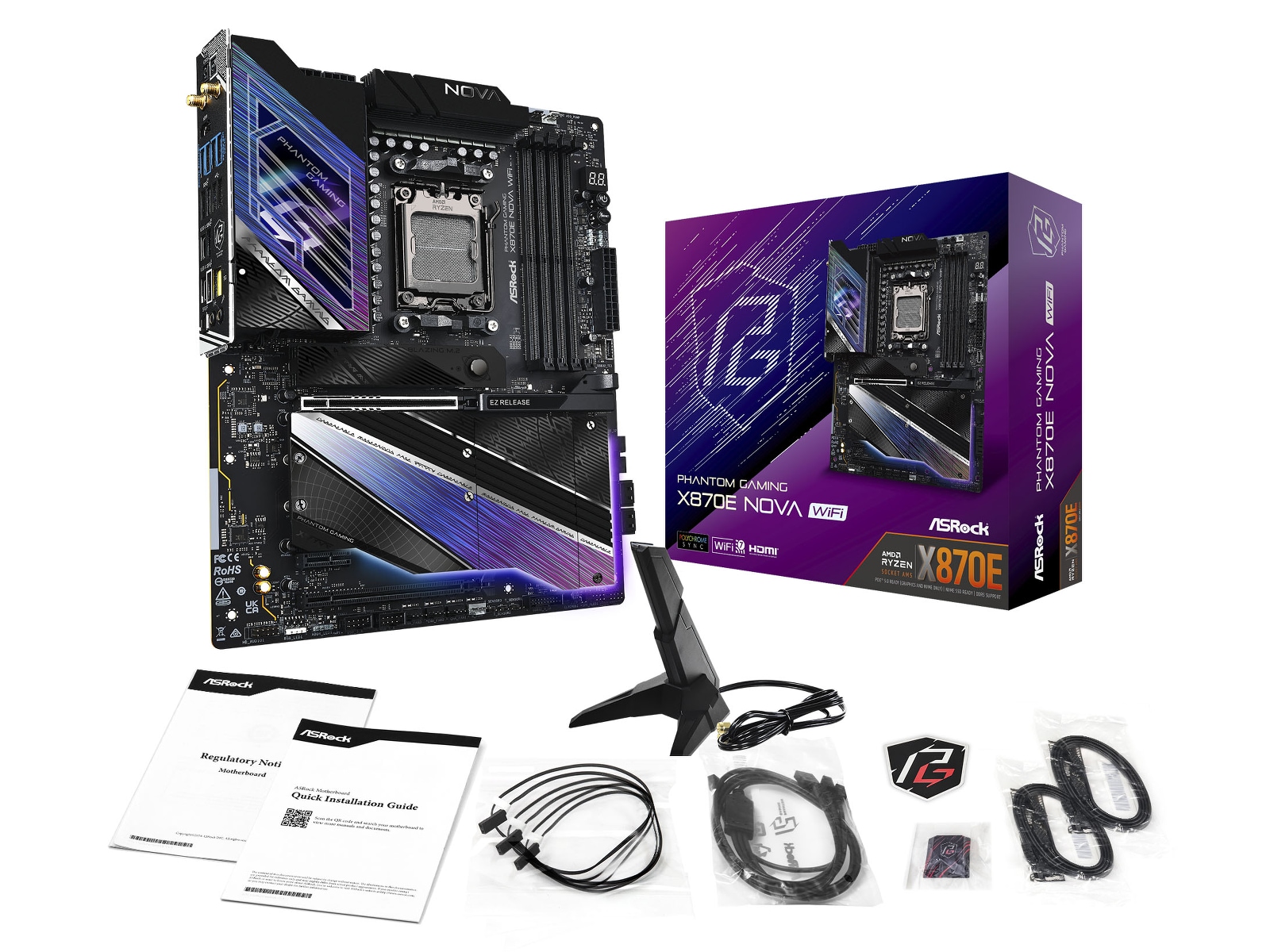 ASRock X870E Phantom Gaming Nova WiFi Bundkort AMD Socket