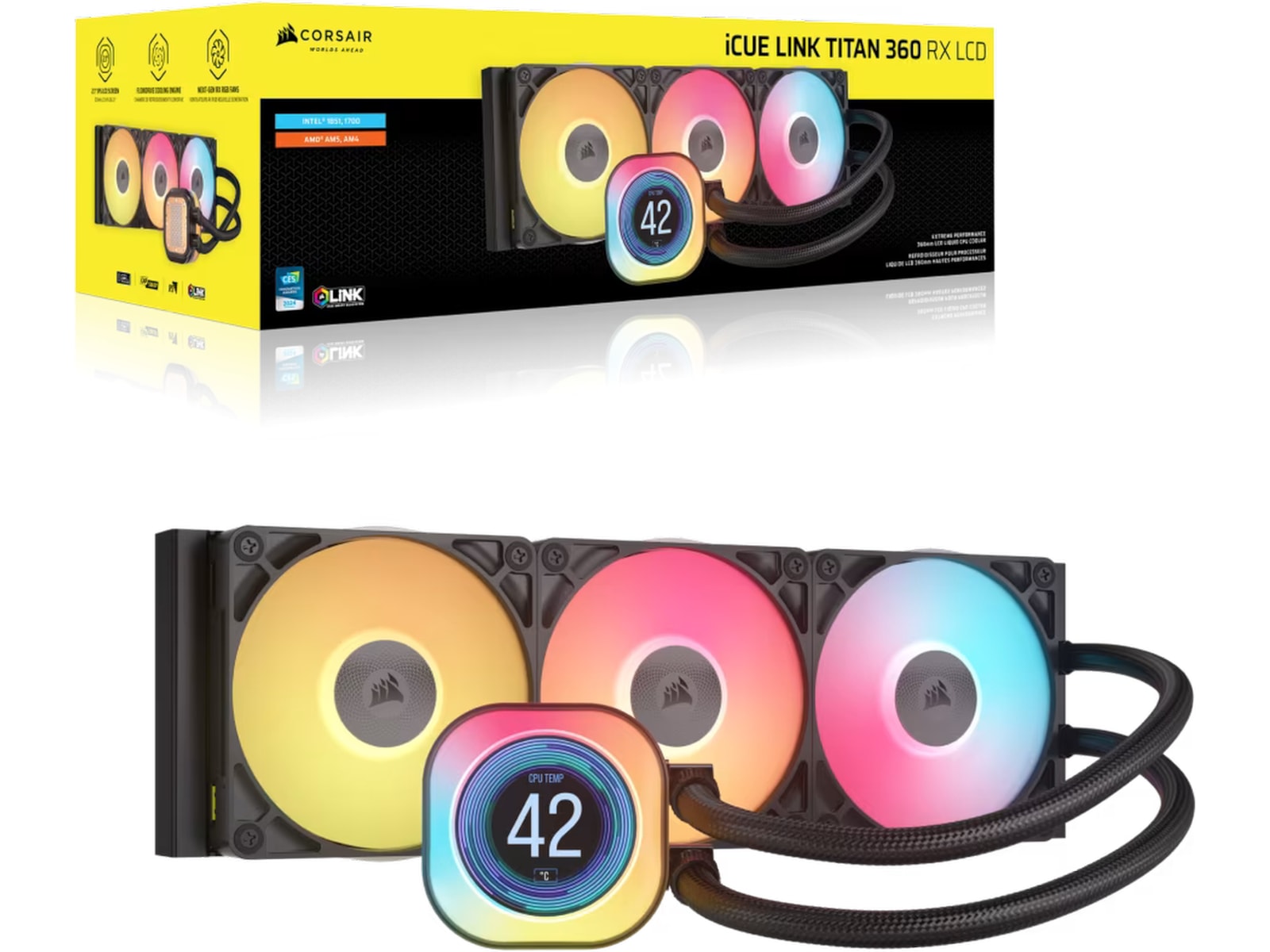 Corsair iCUE LINK TITAN 360 RX LCD AIO Køler (sort) CPU - Vandkøling