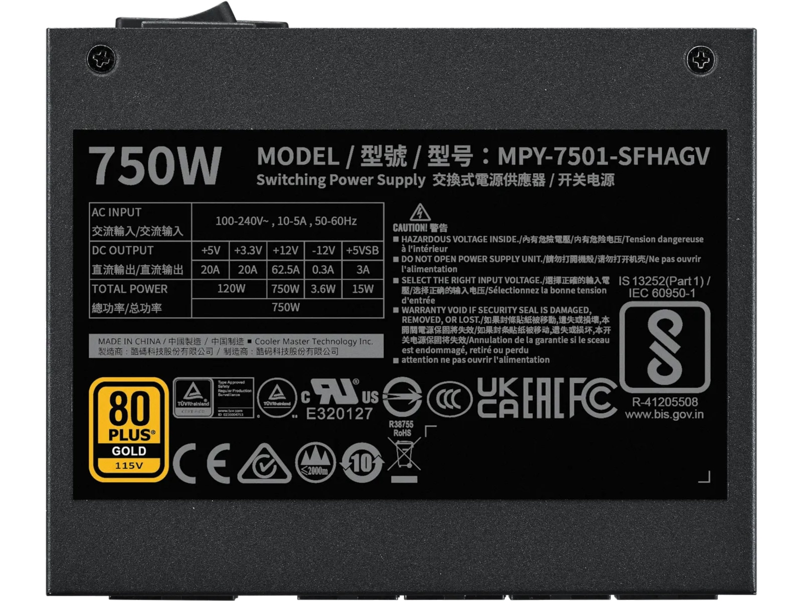 Cooler Master V SFX Gold 750 PSU (sort) Strømforsyninger