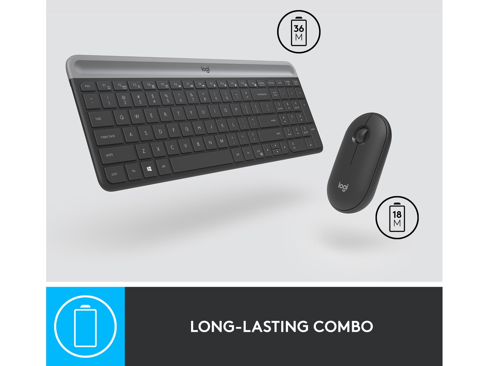 Logitech MK470 Slim Trådløs Kombination Mus & keyboards -kombinasjonspakker