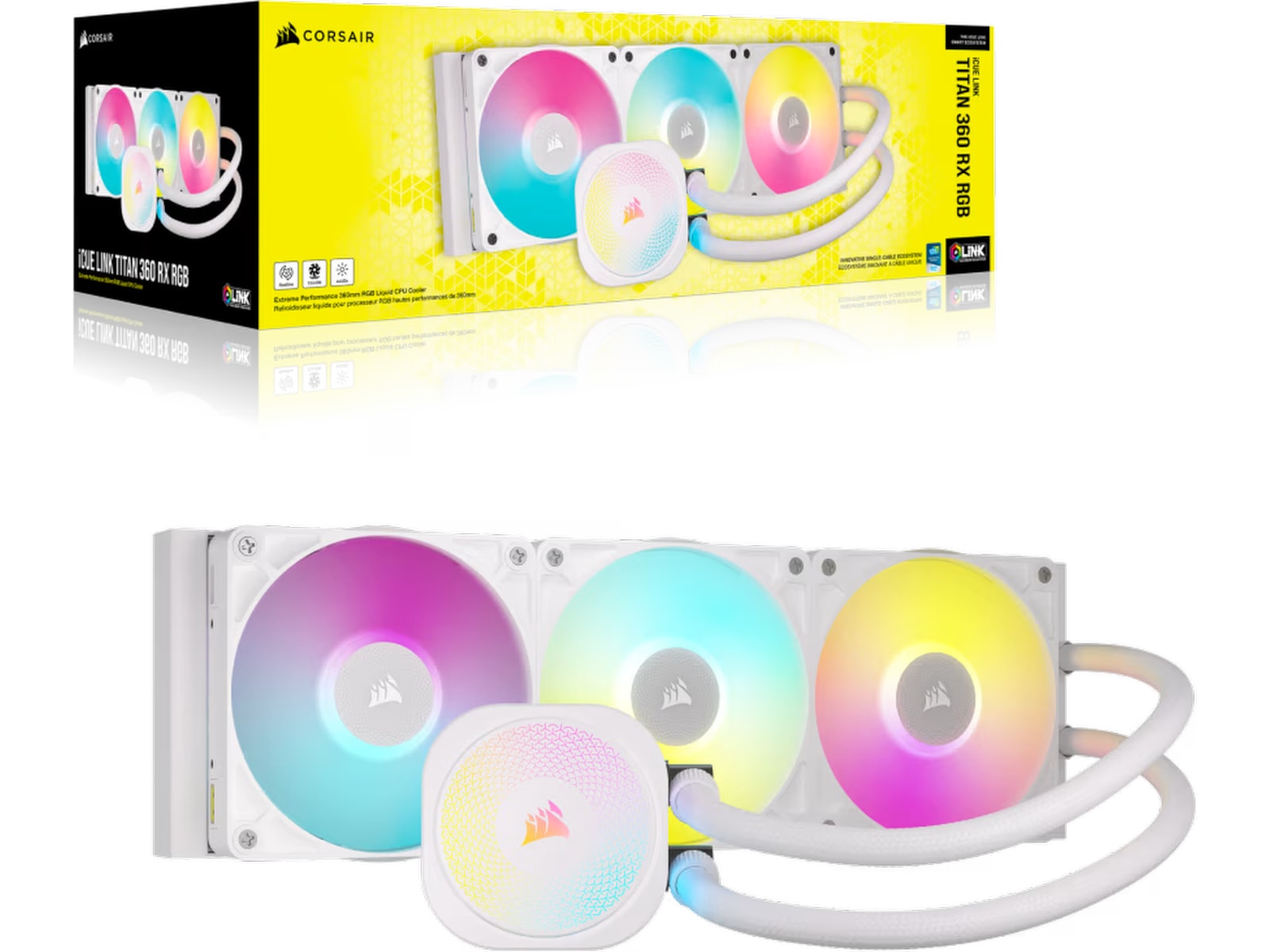 Corair iCUE LINK Titan 360 RX RGB AIO Køler (hvidt) CPU - Vandkøling