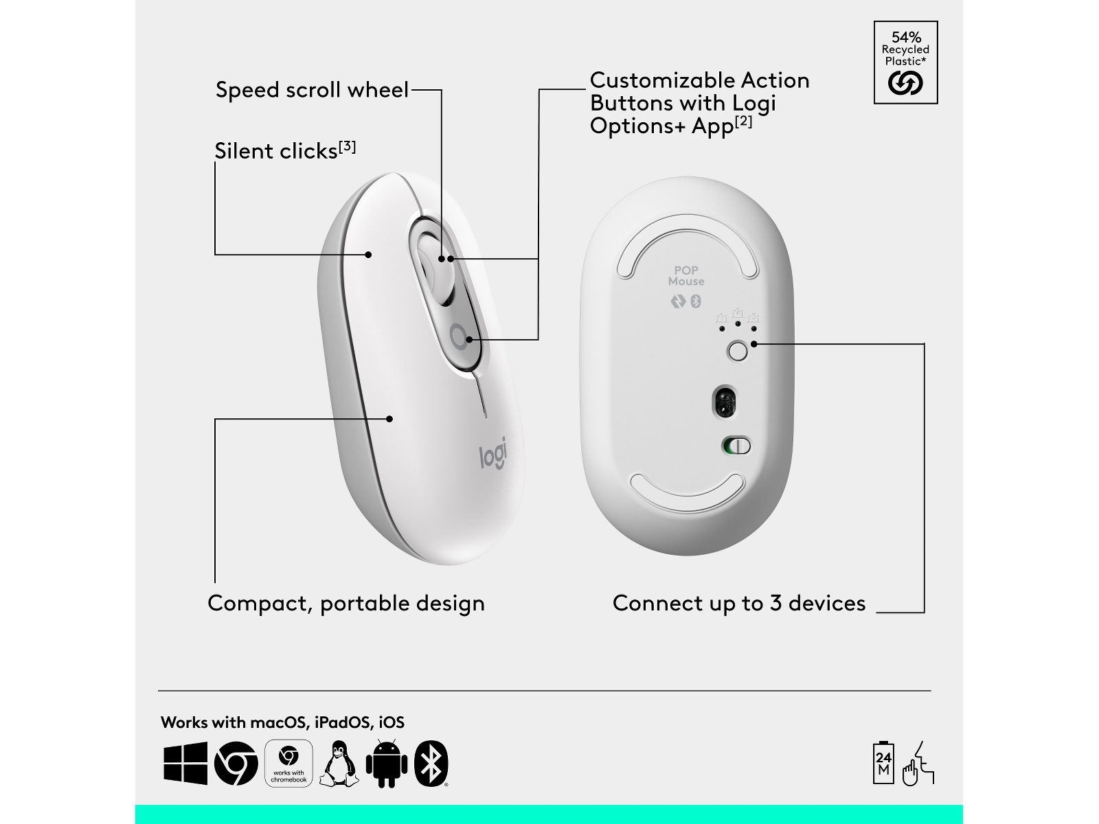 Logitech POP Icon trådløs mus (off-white) Mus