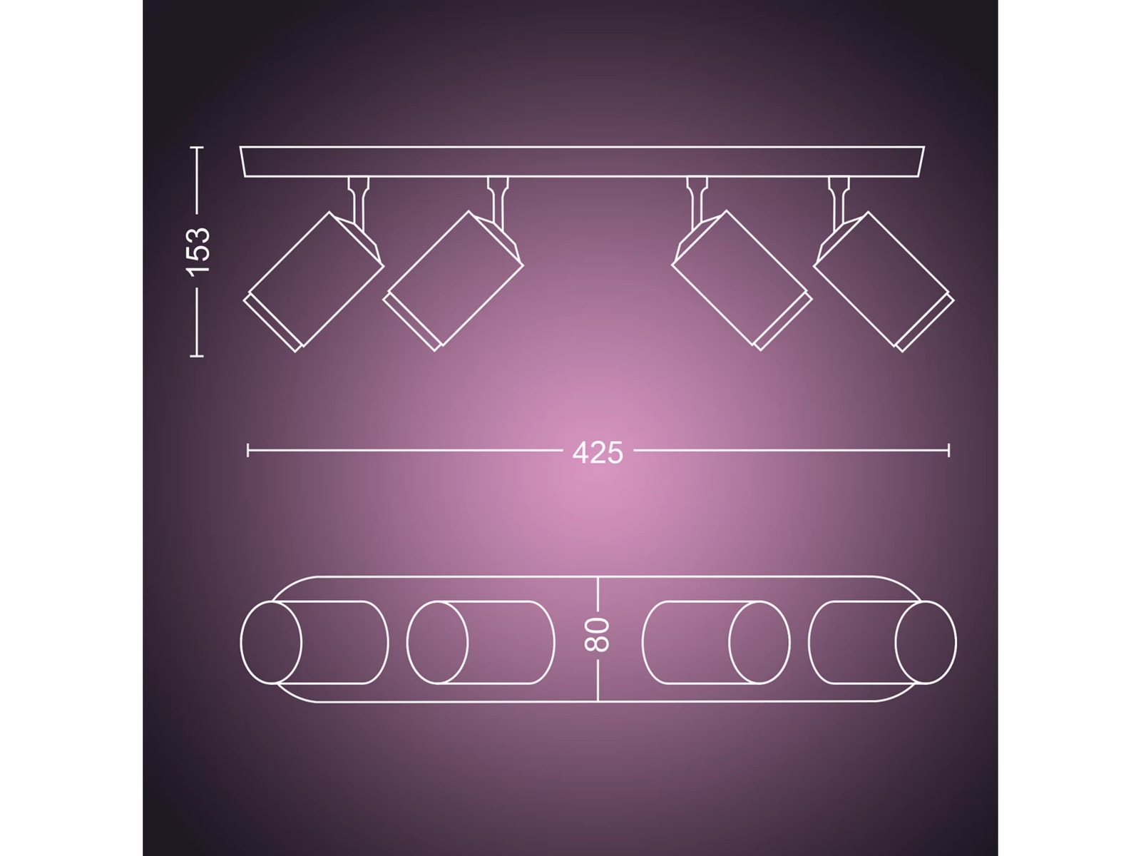 Philips Hue Fugato med fire spots (sort) Loftlampe