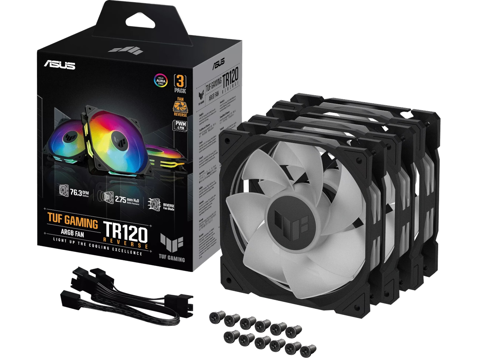 Asus TUF Gaming TR120 ARGB Reverse Ventilator 3pk (sort) Blæsere