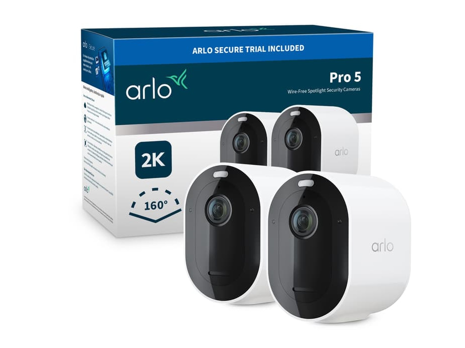 Arlo Pro 5 2K sikkerhedskamera 2-pak (hvid) Overvågningskameraer