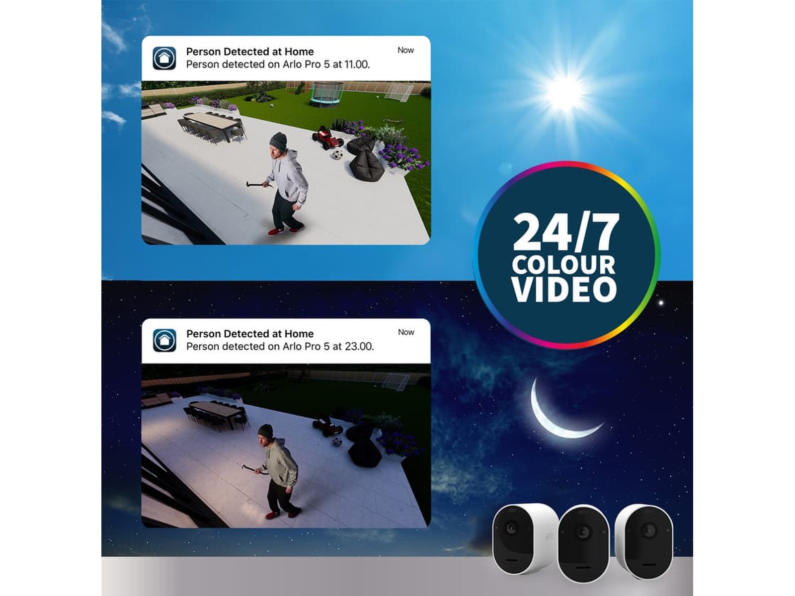 Arlo Pro 5 2K sikkerhedskamera 2-pak (hvid) Overvågningskameraer