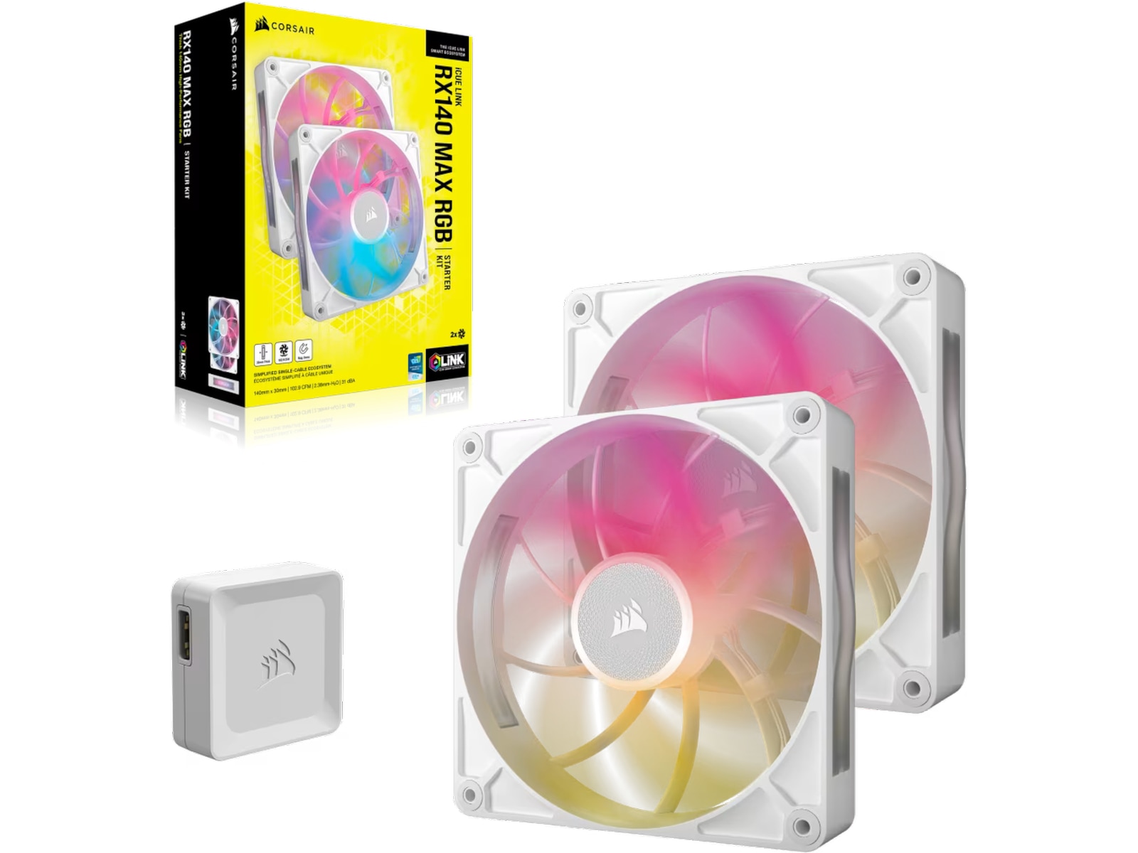 Corsair iCUE LINK RX140 RGB MAX Ventilator 2pk (hvidt) Blæsere