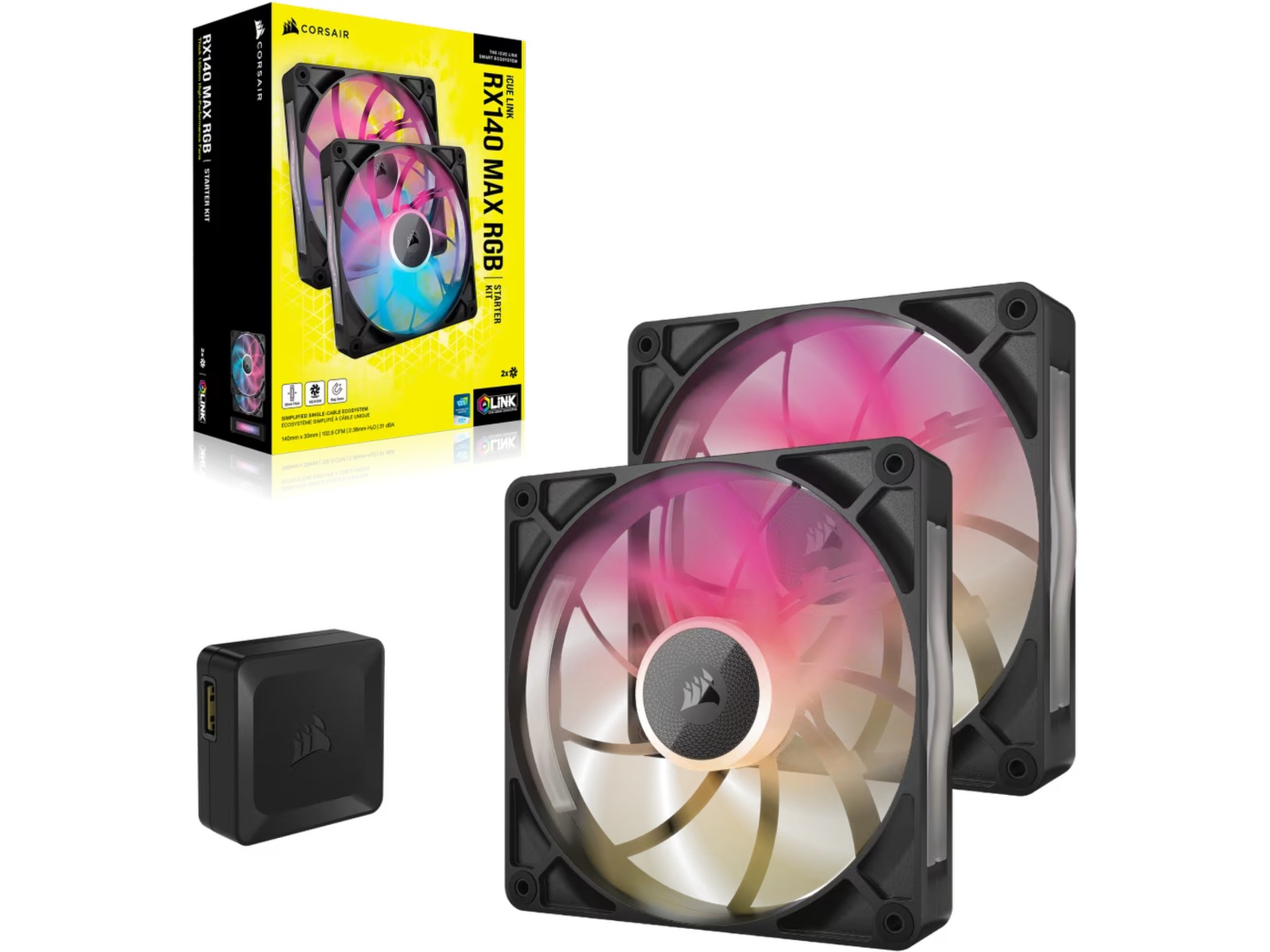 Corsair iCUE LINK RX140 RGB MAX Ventilator 2pk (sort) Blæsere