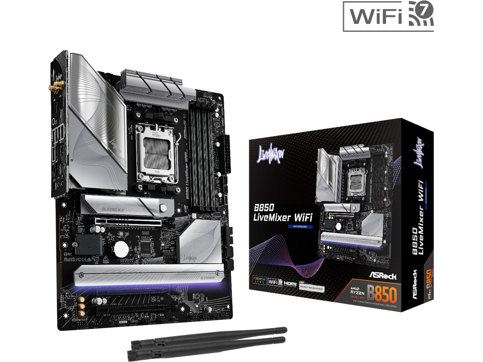 ASRock B850 LiveMixer WiFi Bundkort AMD Socket