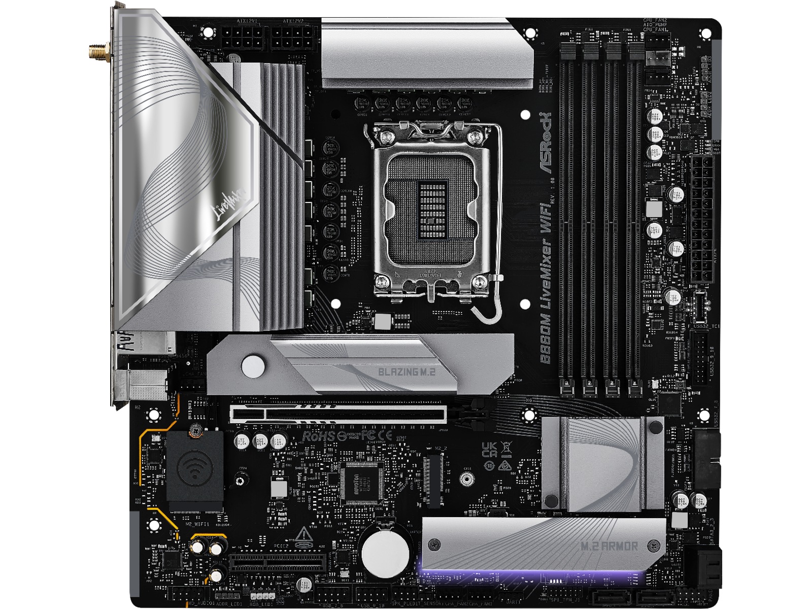 ASRock B860M LiveMixer WiFi Bundkort Intel Socket