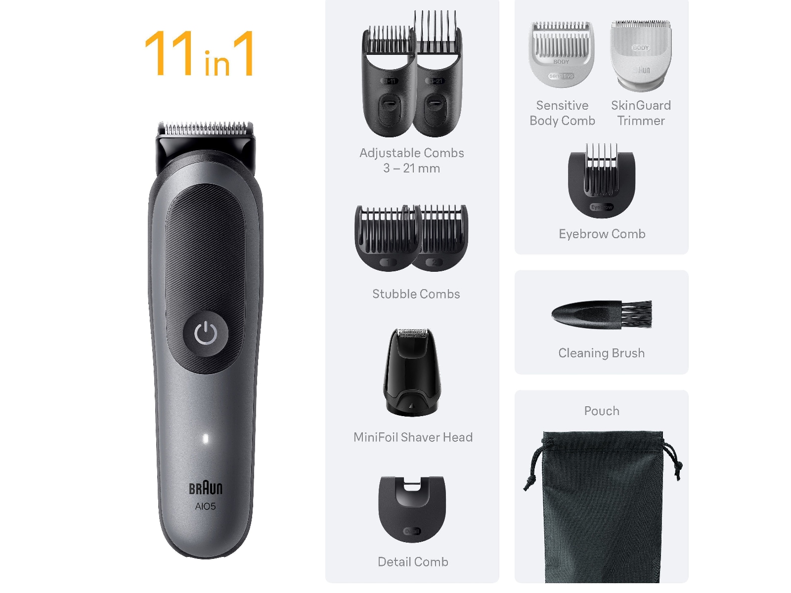 Braun Series 5 All-in-One grooming-sæt (grå) Hårtrimmer