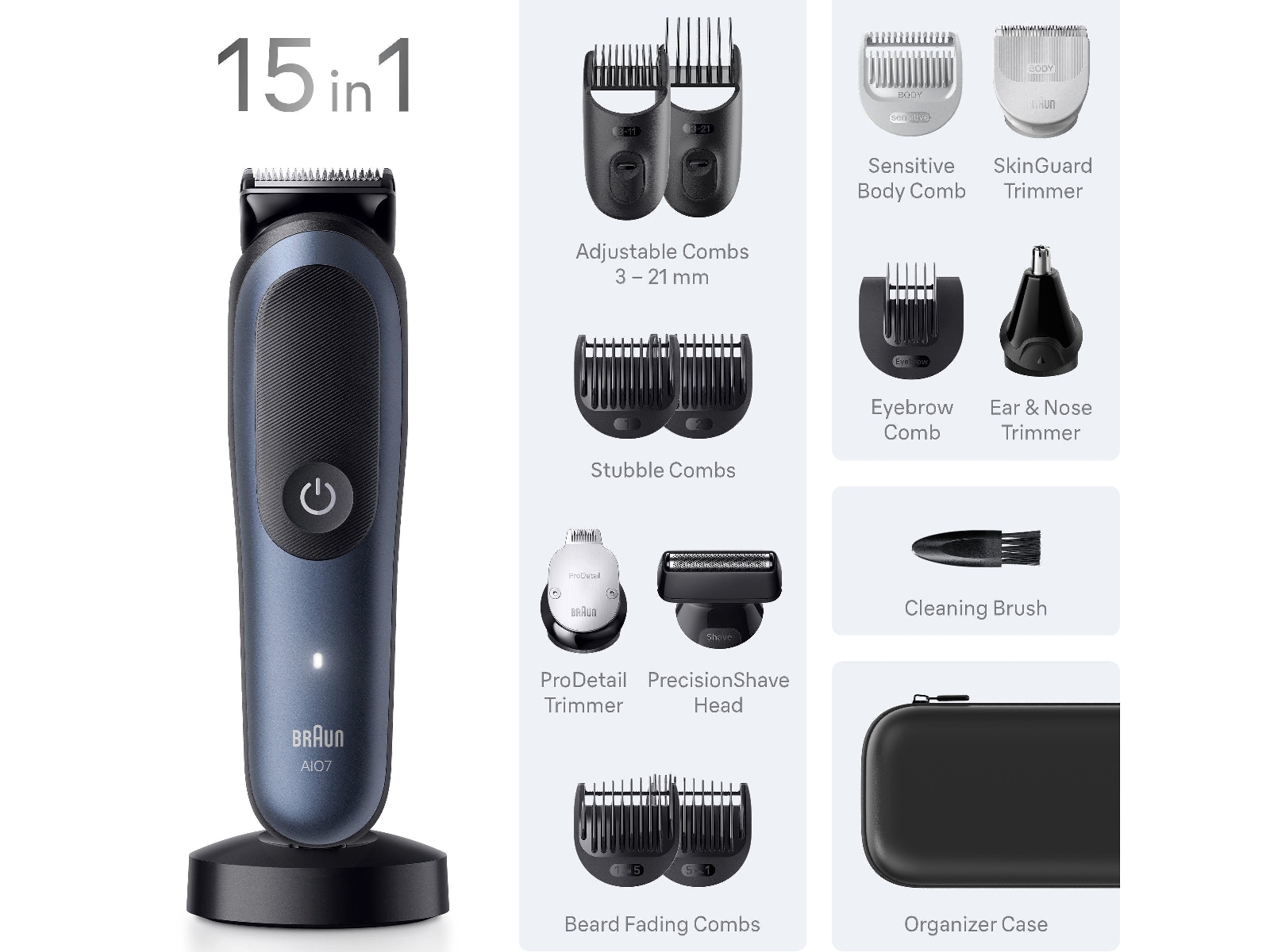 Braun Series 7 All-in-One grooming-sæt (blå) Hårtrimmer