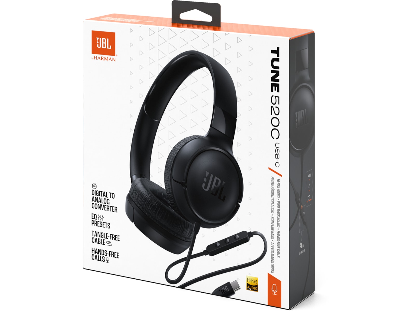 JBL Tune 520C USB-C Headset, on-ear (sort) Høretelefoner