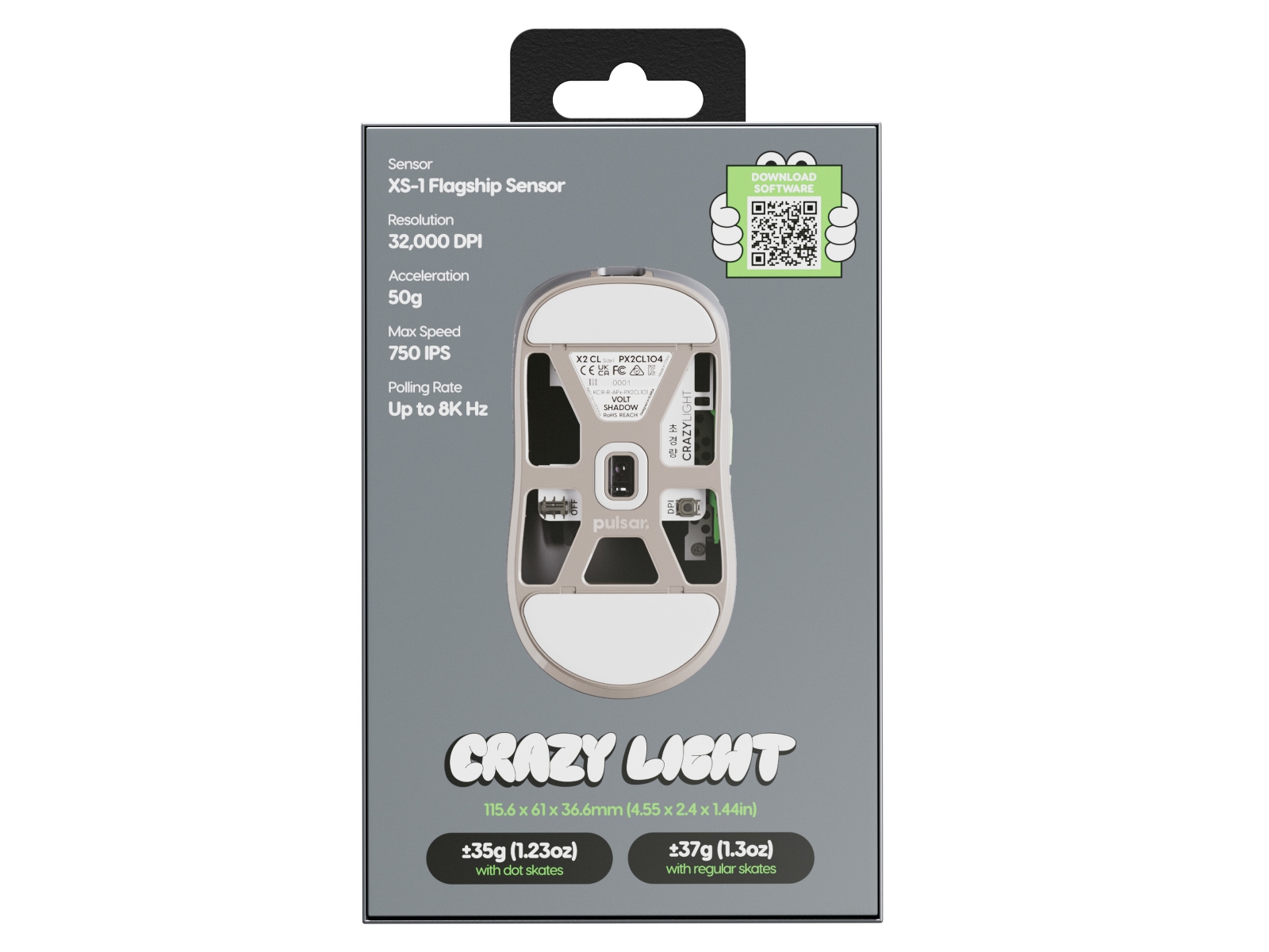 Pulsar X2 CrazyLight Trådløs Gamingmus (Volt Shadow) Gamingmus