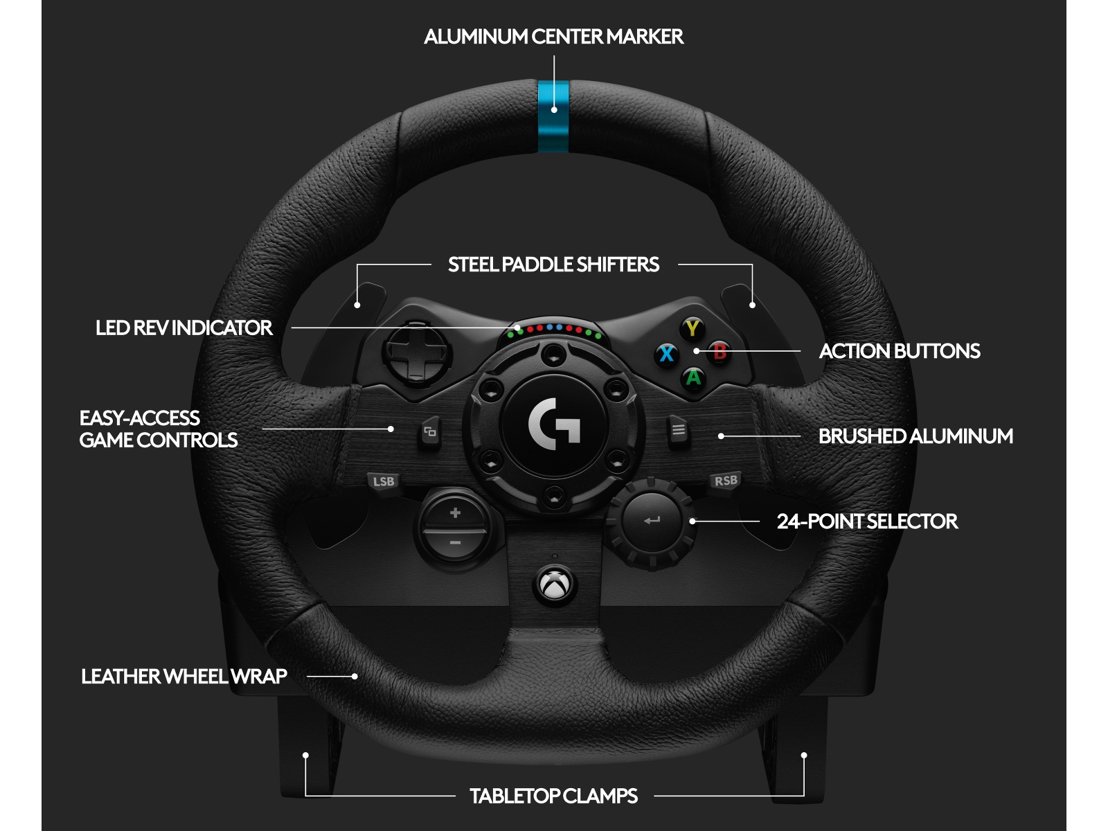 Logitech G923 Driving Force Racing XBX/XBS/XB1 Rat og pedaler