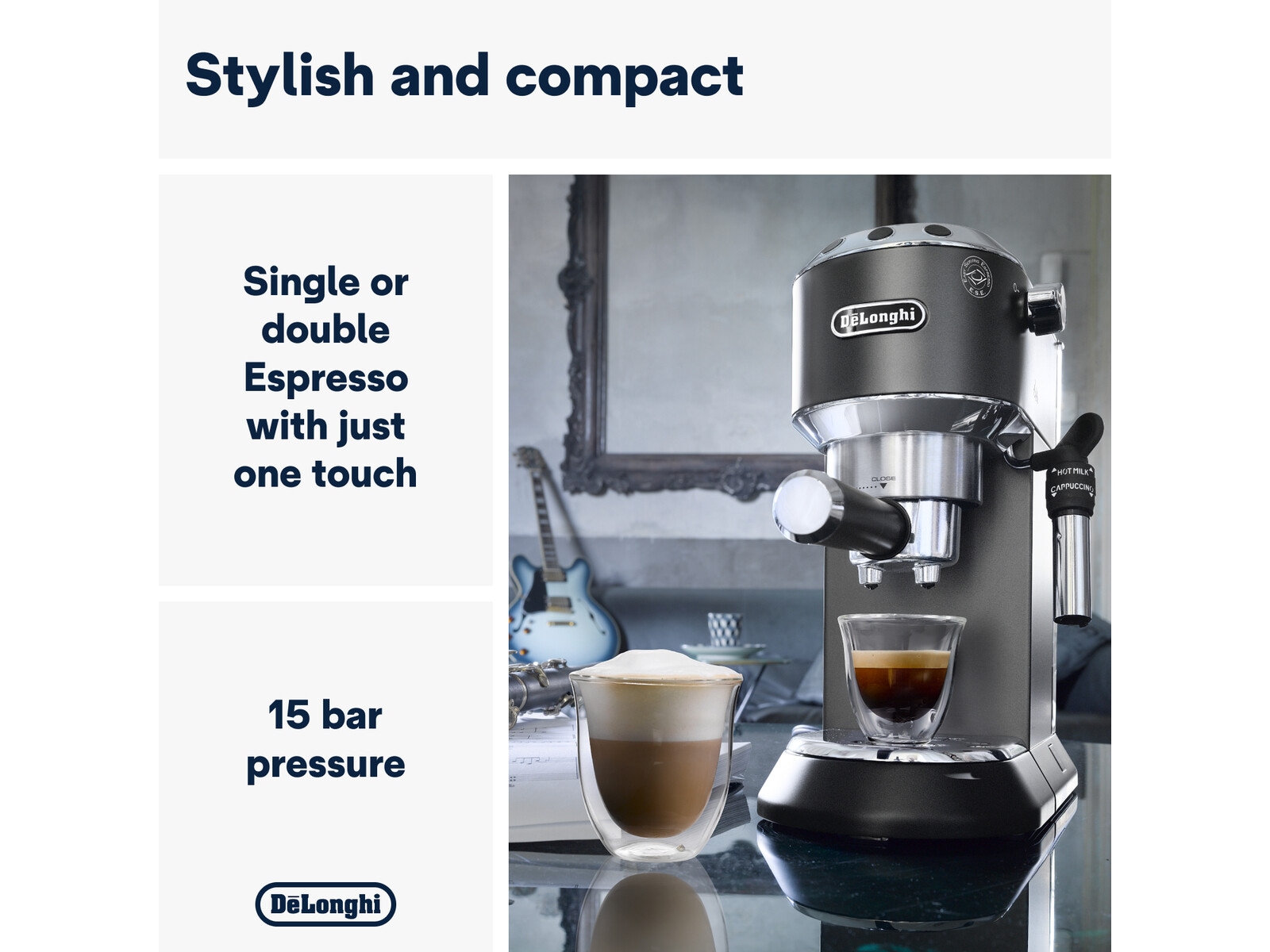 DeLonghi Dedica Style EC685.BK Manuel espressomaskine (sort) Espressomaskiner