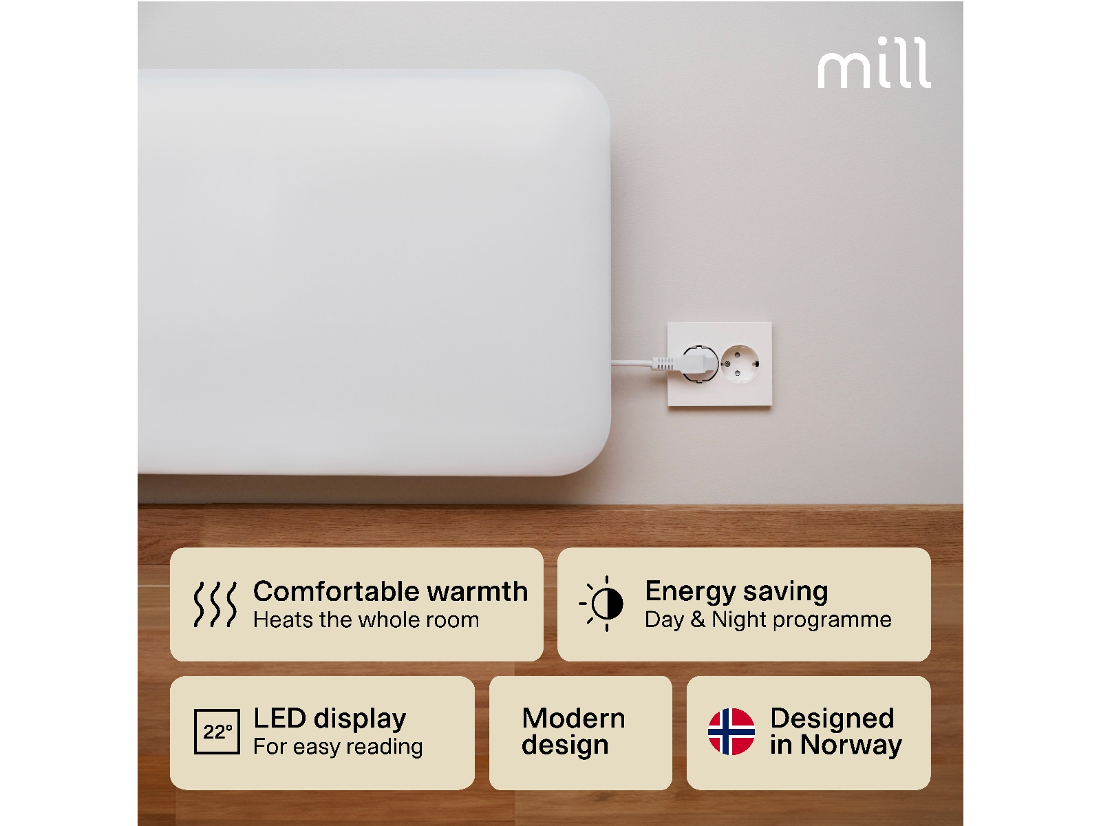 Mill Invisible panelovn 850W (hvid) Varmepaneler