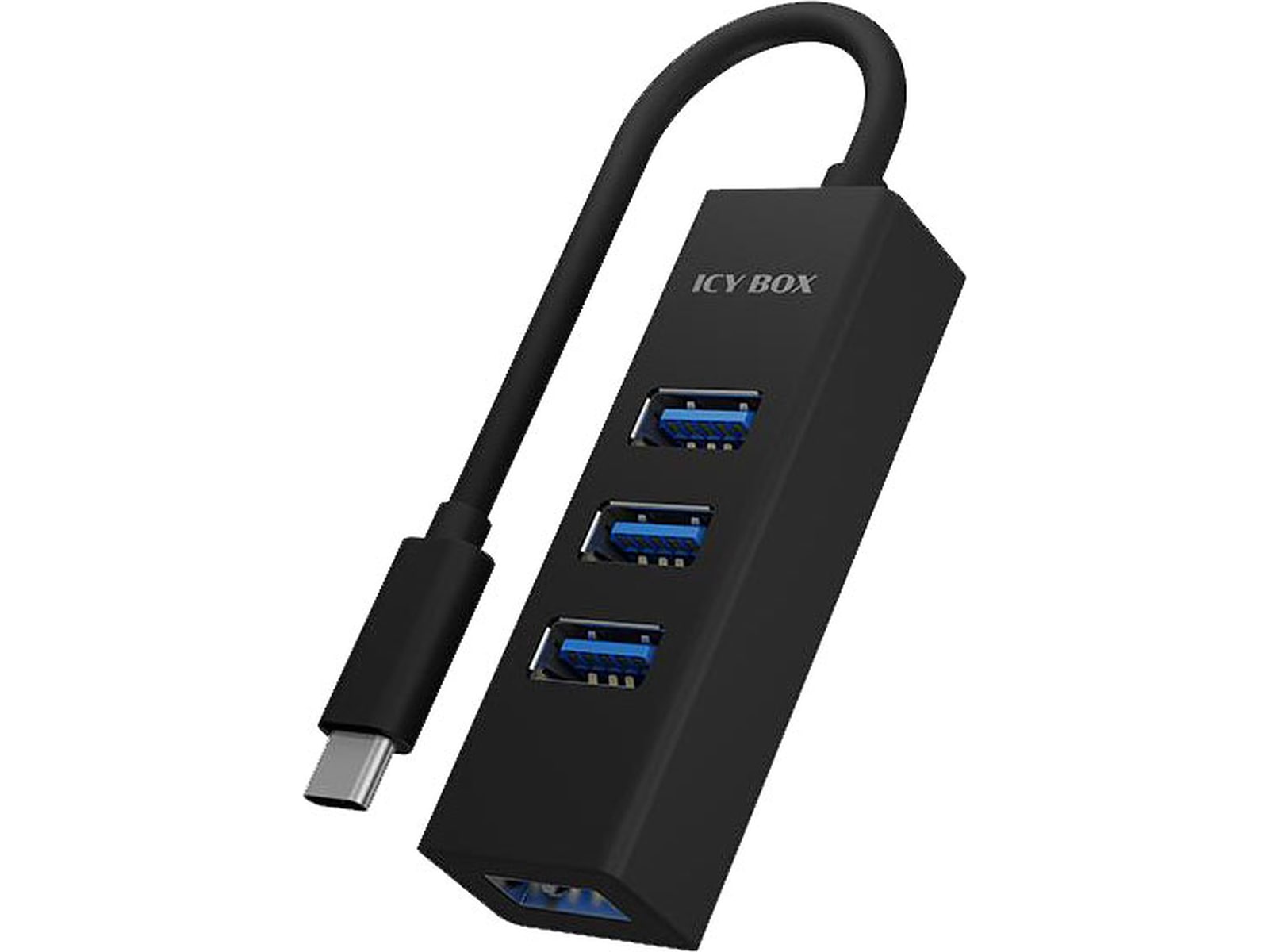 ICY BOX Type-C® til 4-ports USB 3.0 Type-A Hub, aluminium case Dockingstation og USB-hub