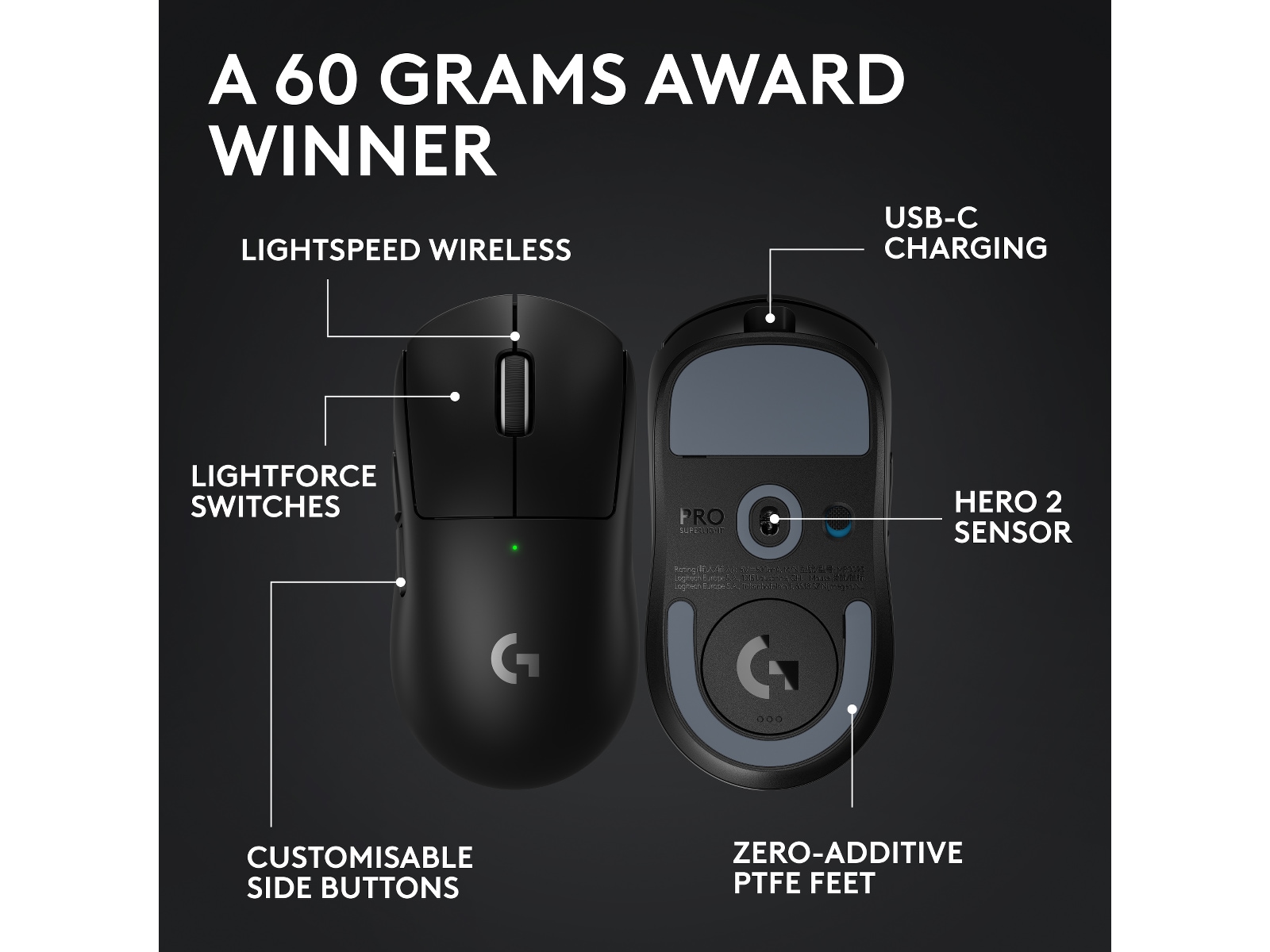 Logitech G Pro X Superlight 2 Lightspeed Trådløs Gamingmus (sort) Gamingmus