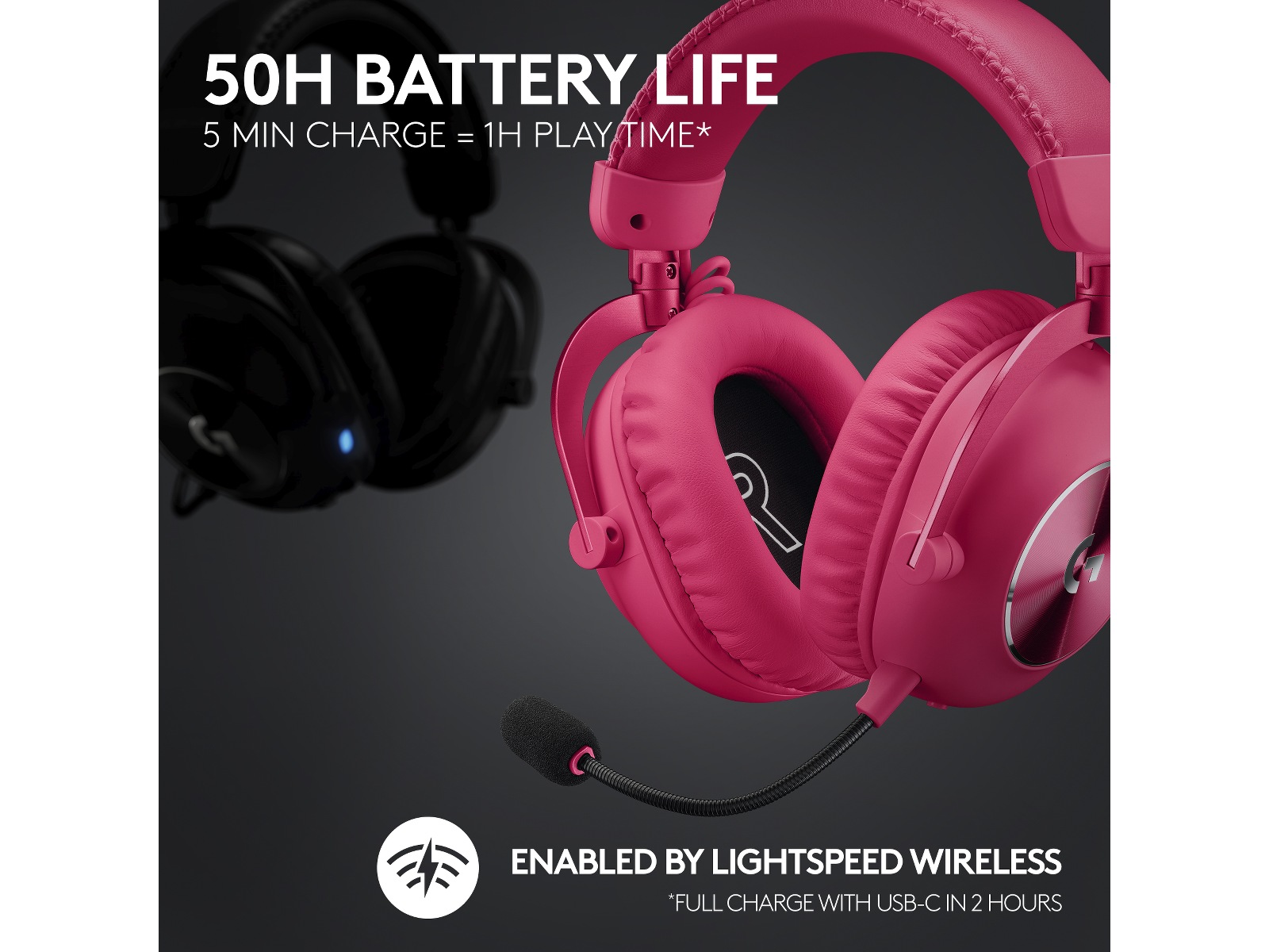 Logitech Pro X 2 Lightspeed Trådløst Gaming Headset (magenta) Gamingheadset