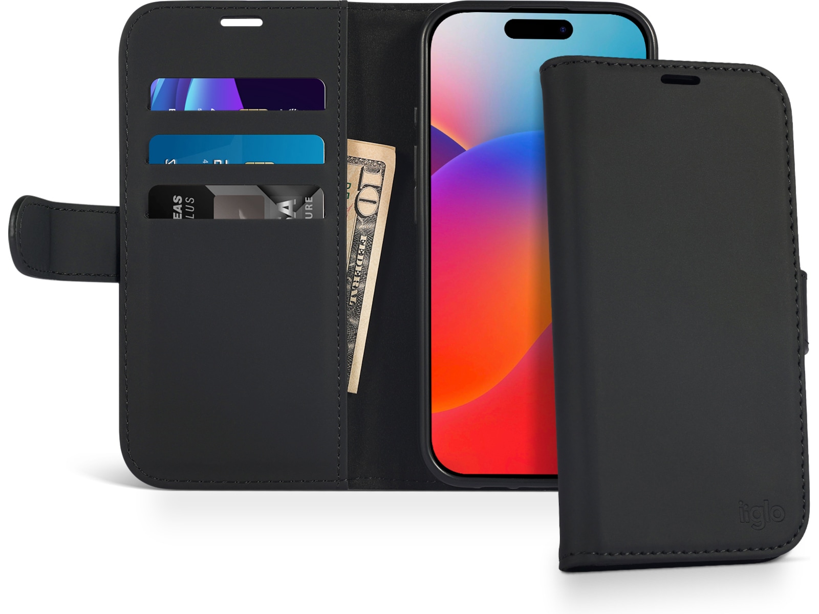 iiglo iPhone 16 Plus Wallet cover (sort) Mobilcover